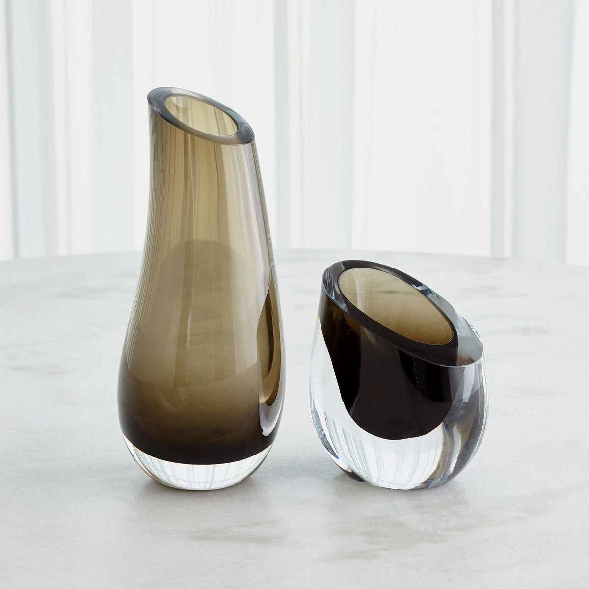 Slant Vase-Smoke-Sm