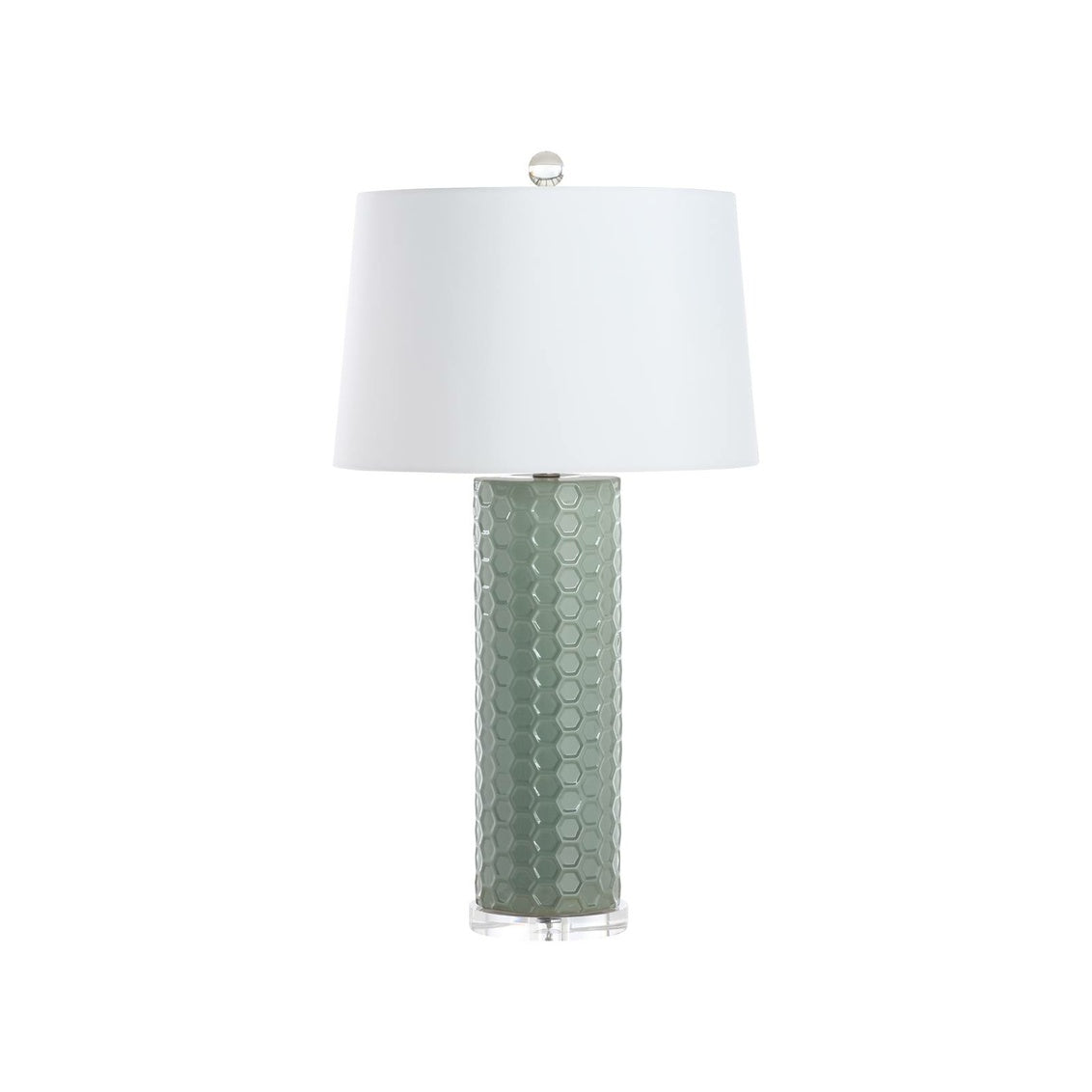 April Honeycomb Lamp - Green in Green Glaze / Ceramic/Porcelain - Chelsea House