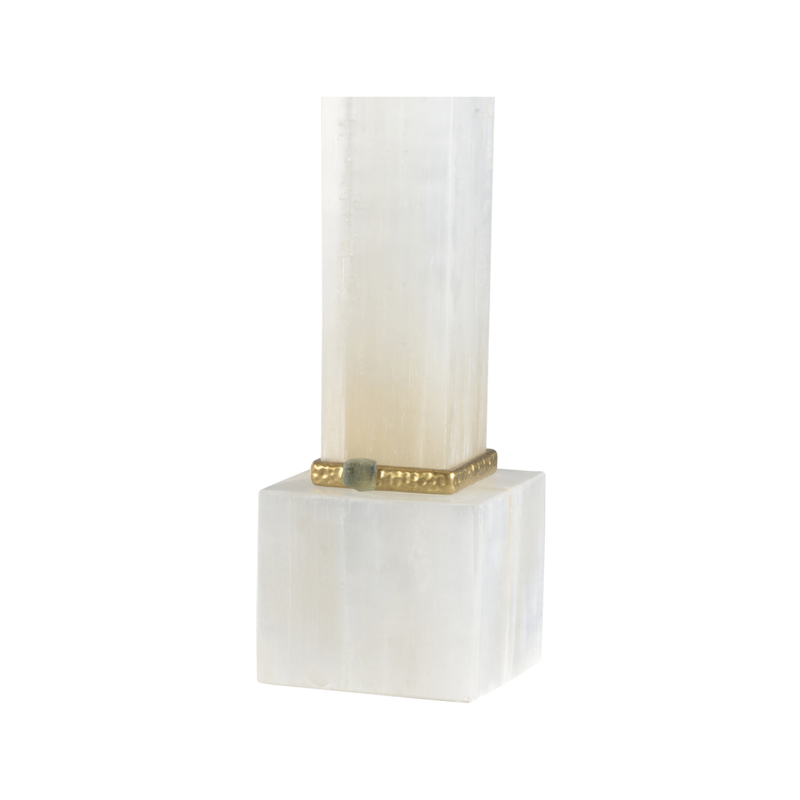 ALABASTER COLUMN LAMP WITH GOLD/STONE RINGS in 29.5 / Stone - Chelsea House