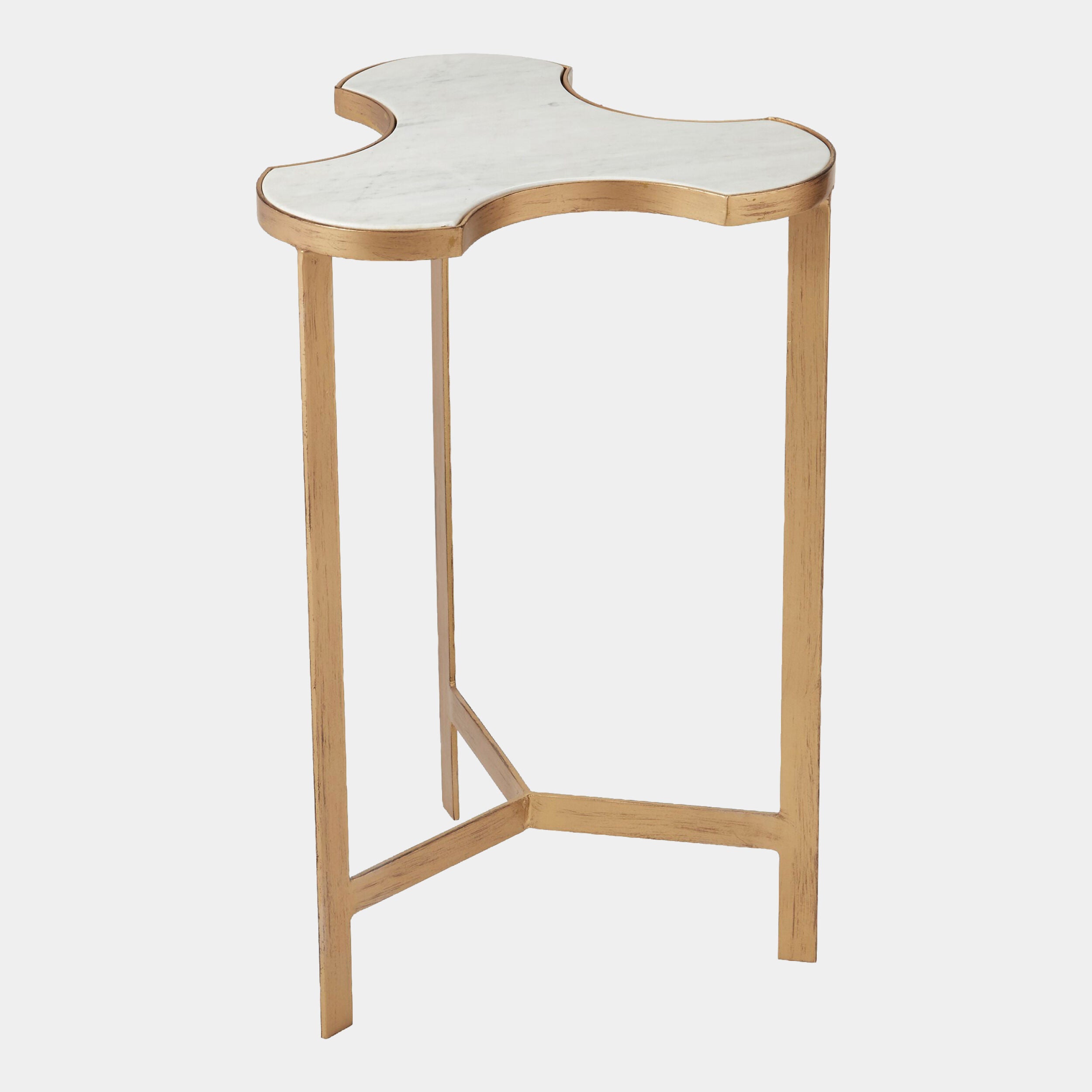 Link Bunching Table-Gold w/White Marble Top