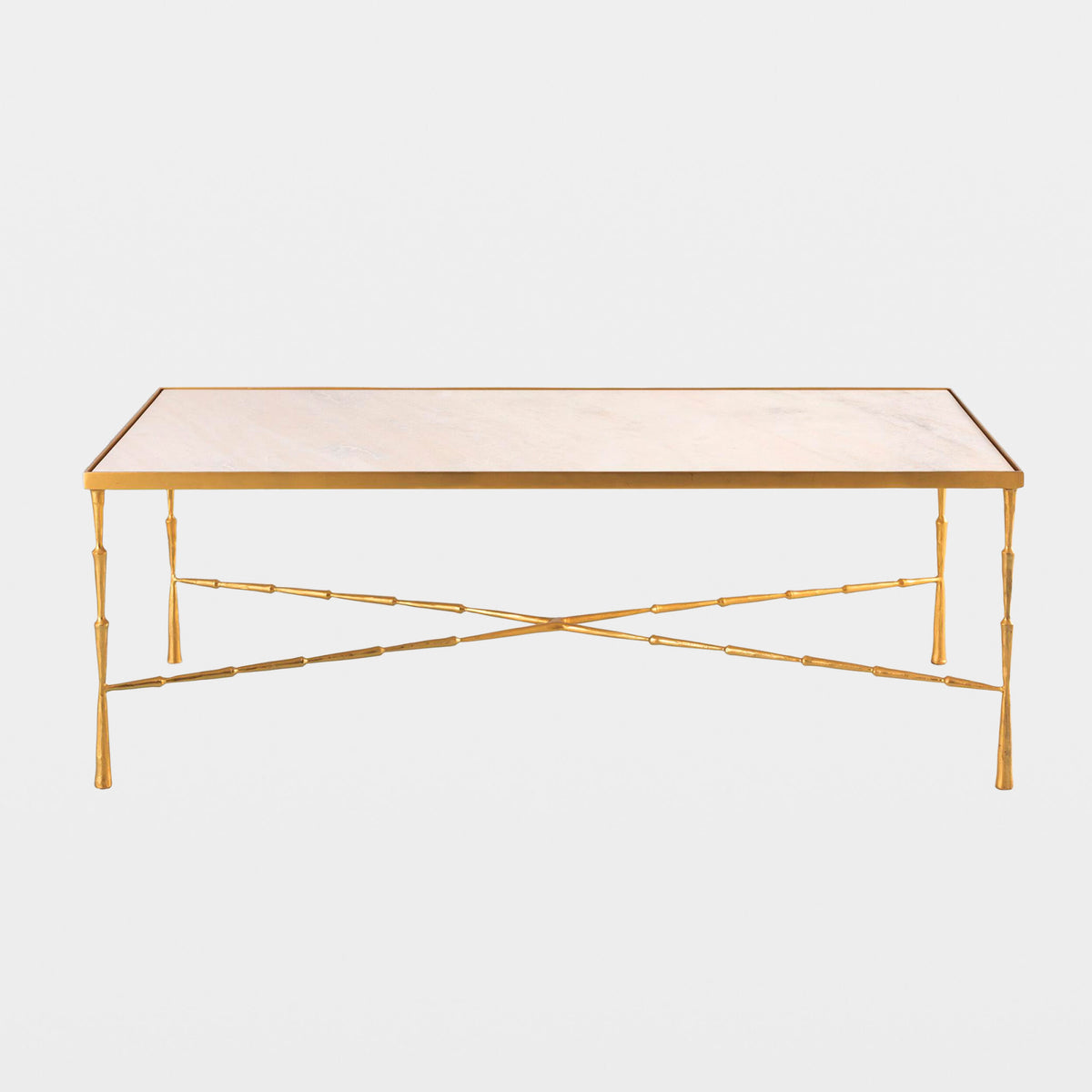 Spike Cocktail Table-Antique Brass/White Marble