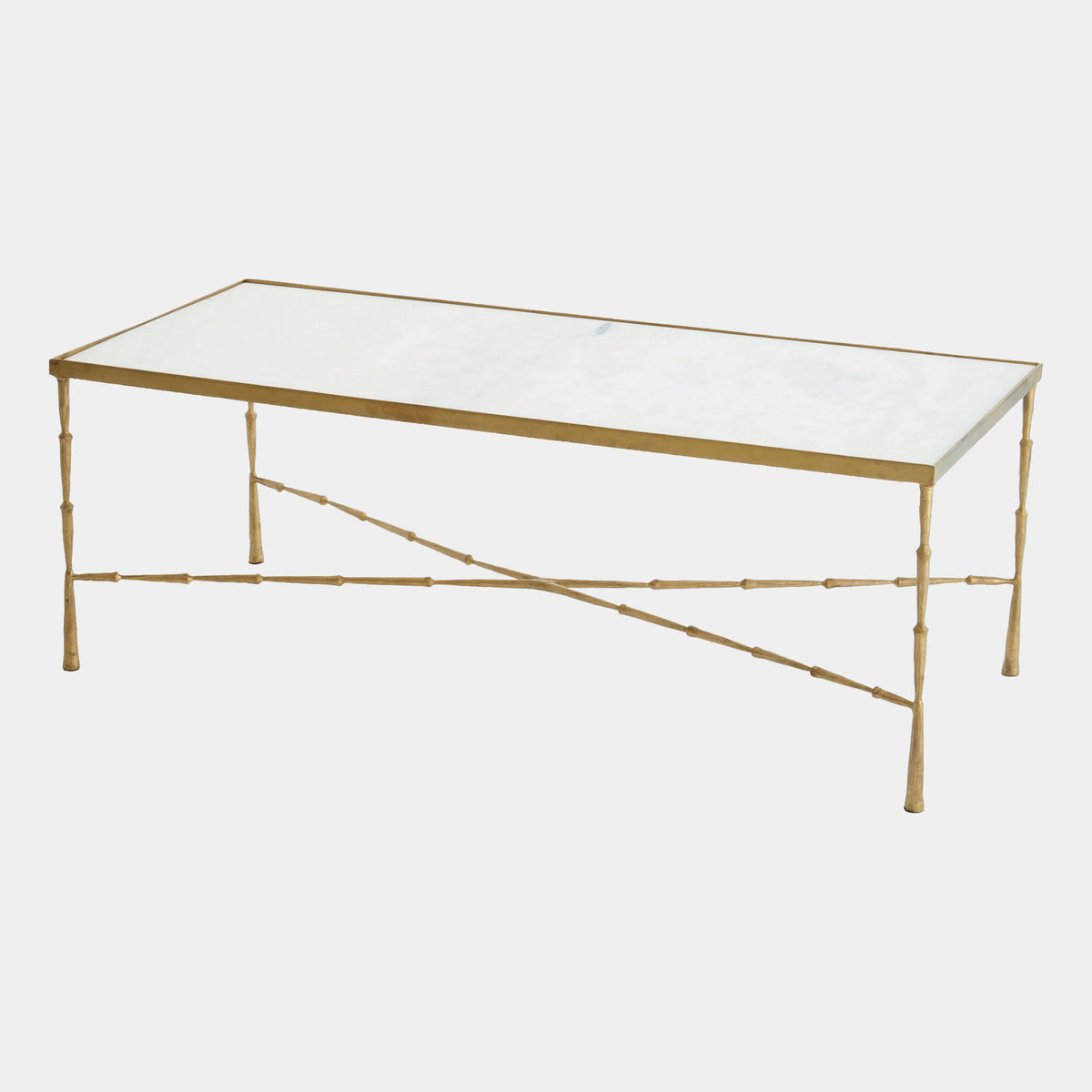 Spike Cocktail Table-Antique Brass/White Marble