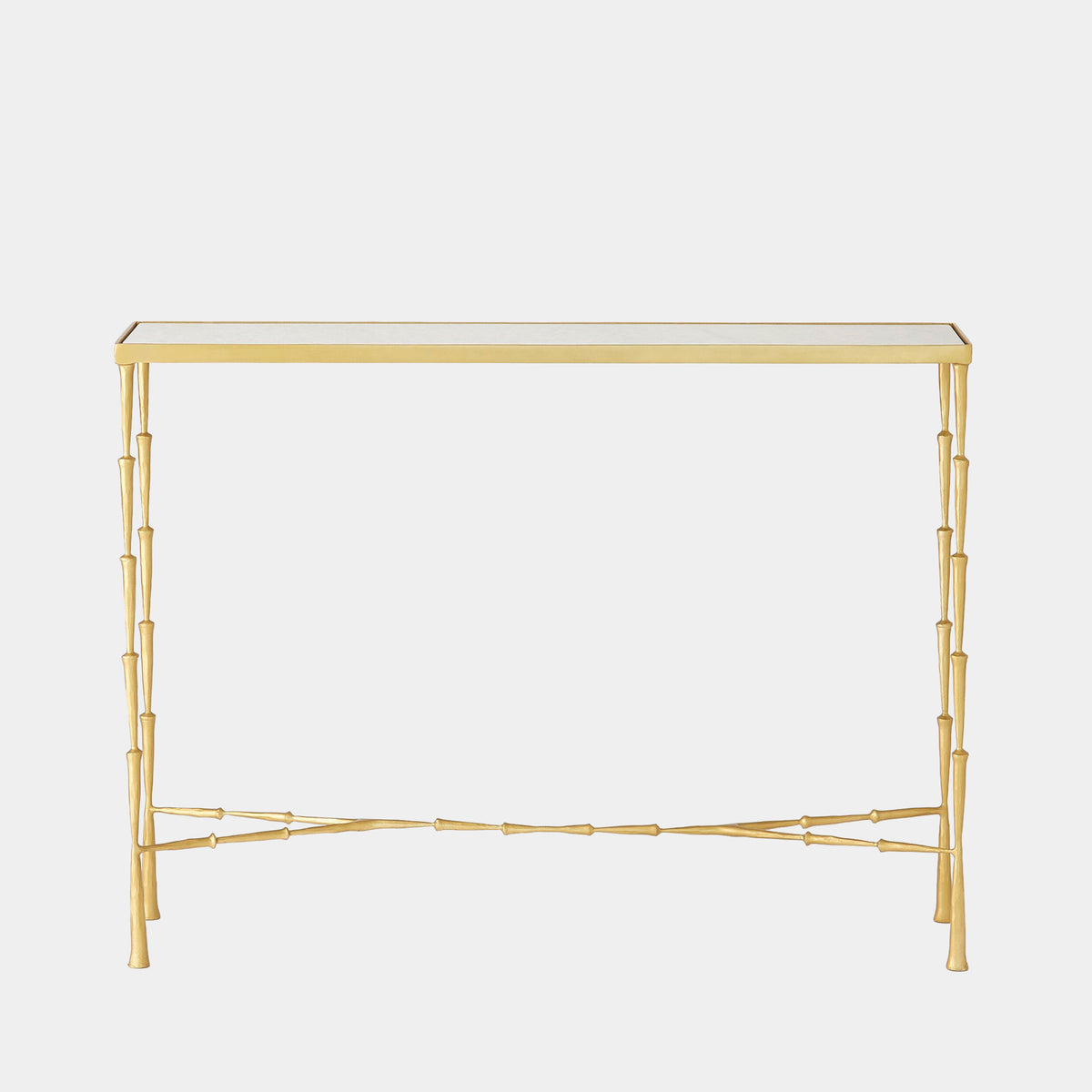 Spike Console-Antique Brass w/White Marble