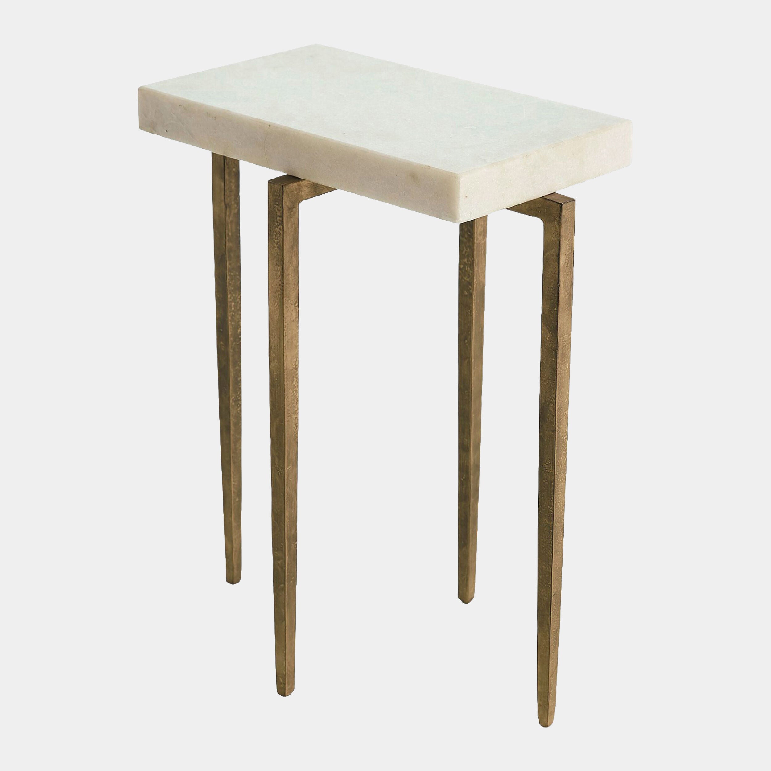 Laforge Accent Table-Antique Gold/White Marble