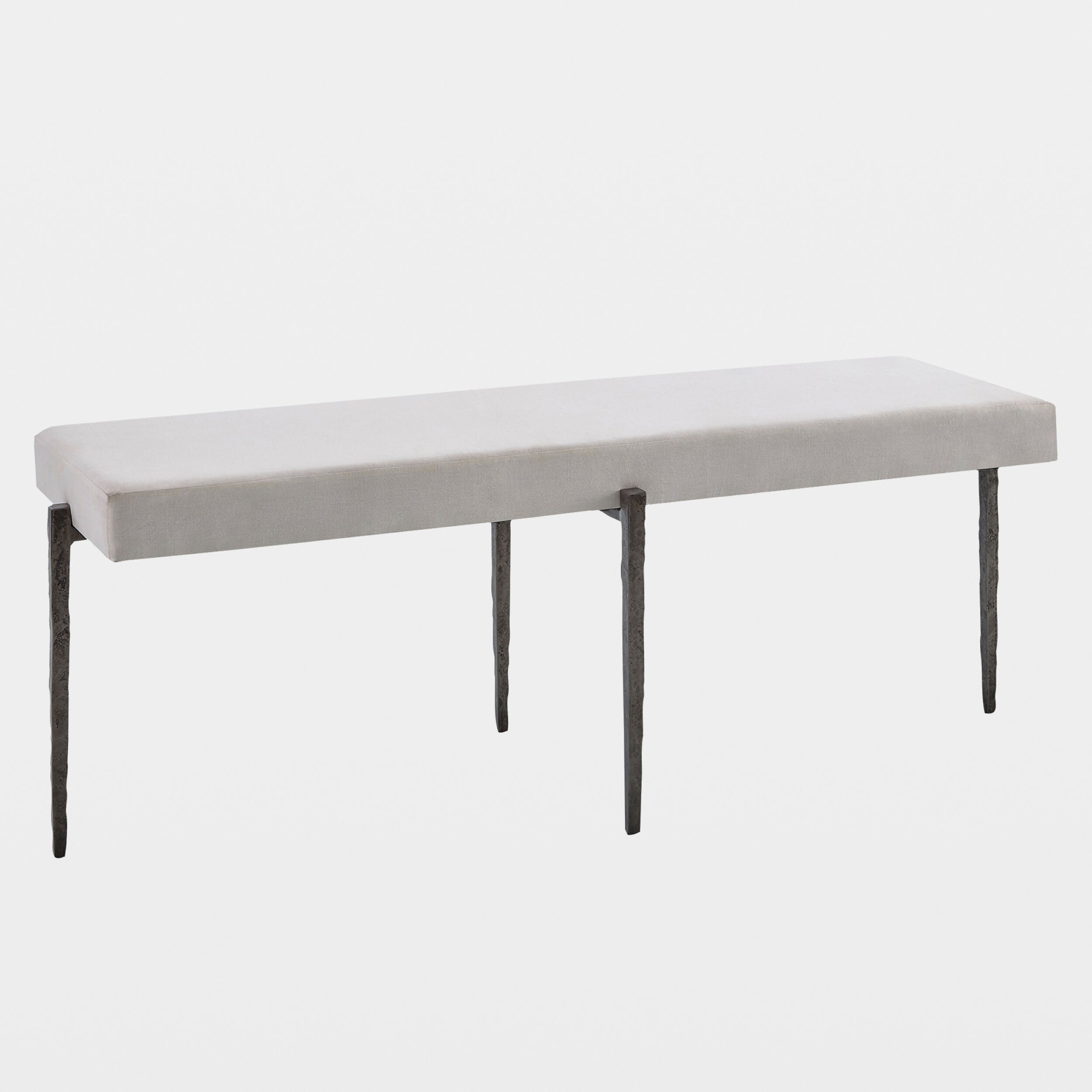 Laforge Bench-Natural Iron w/Muslin Cushion