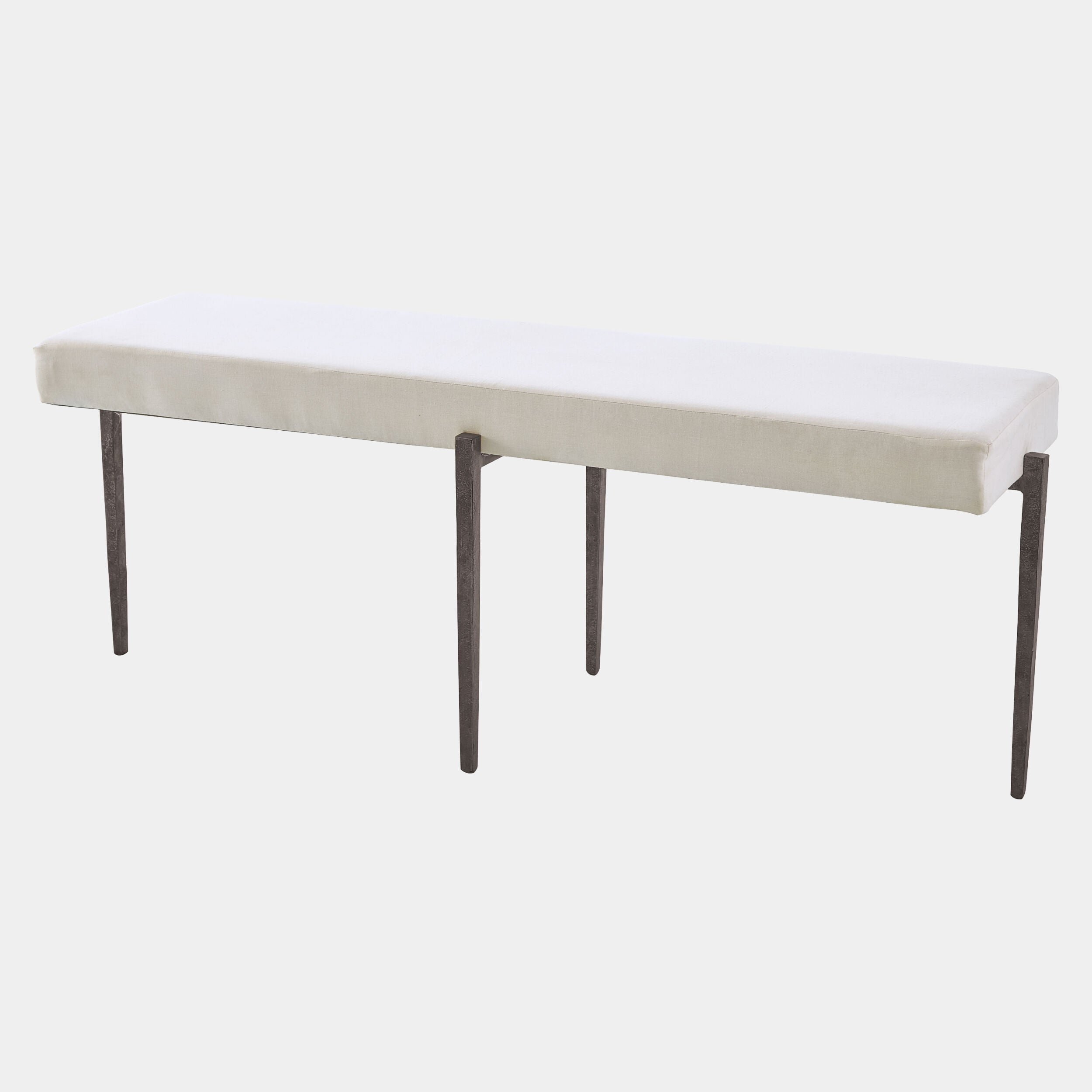 Laforge Bench-Natural Iron w/Muslin Cushion