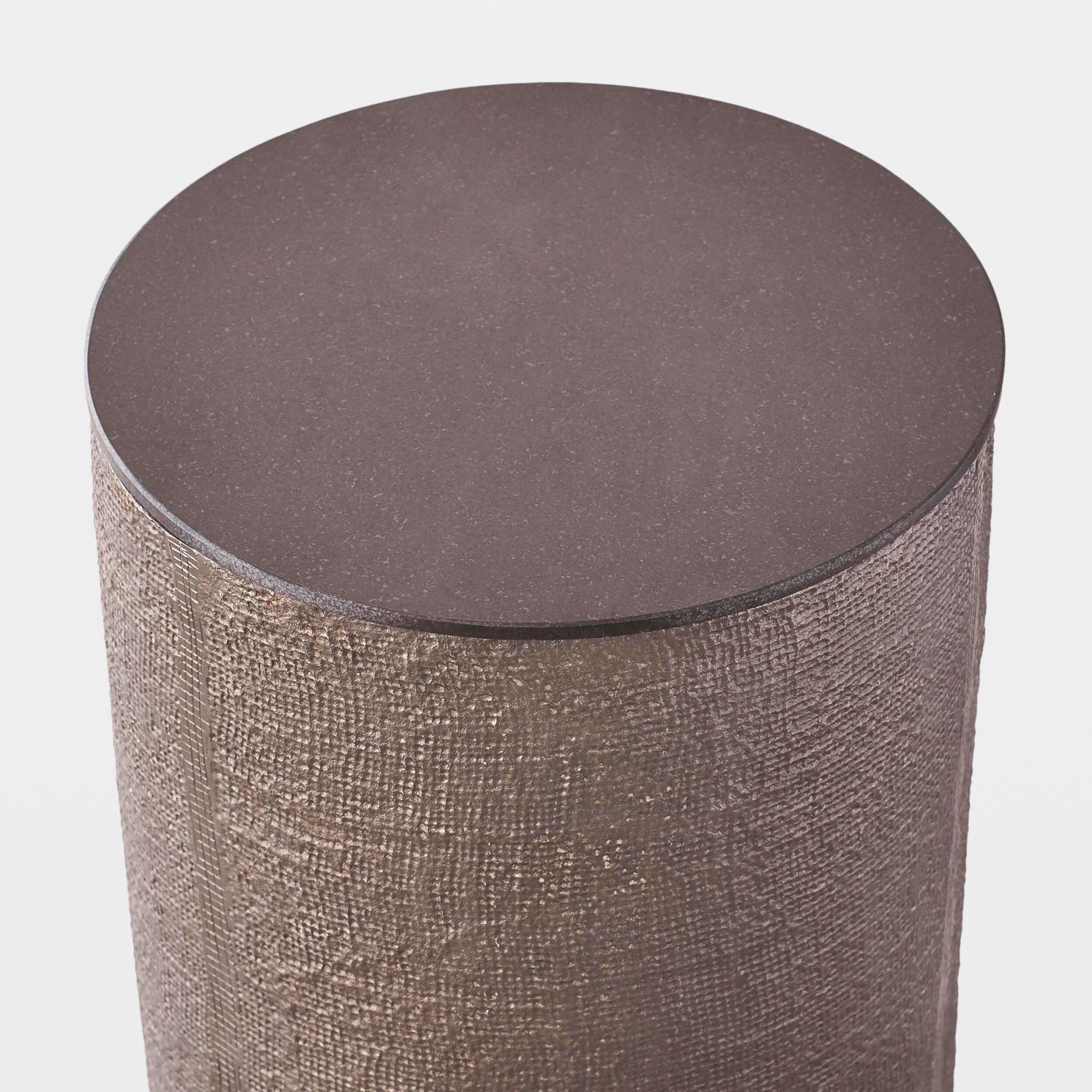 Tomiko Hemp Etched Barrel Table-Black Nickel