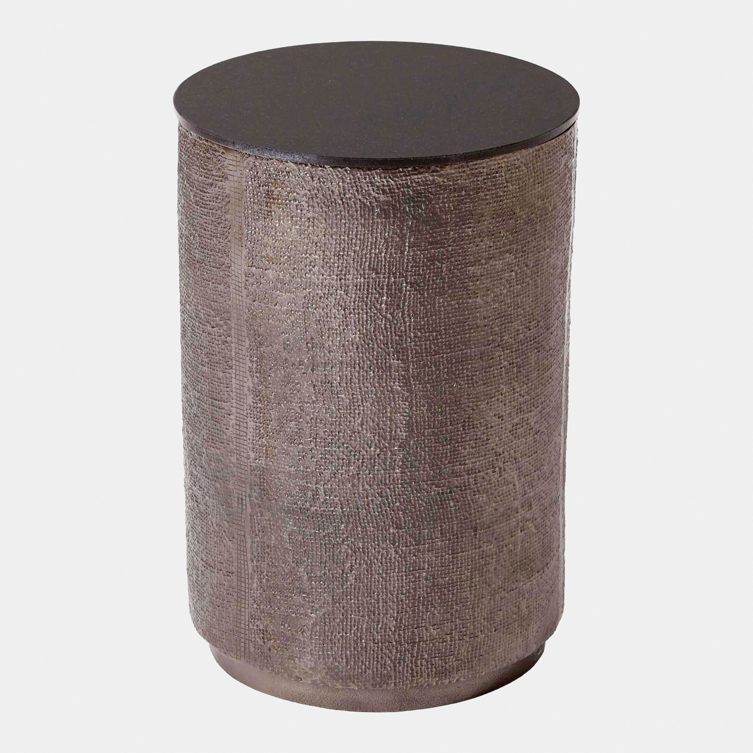 Tomiko Hemp Etched Barrel Table-Black Nickel