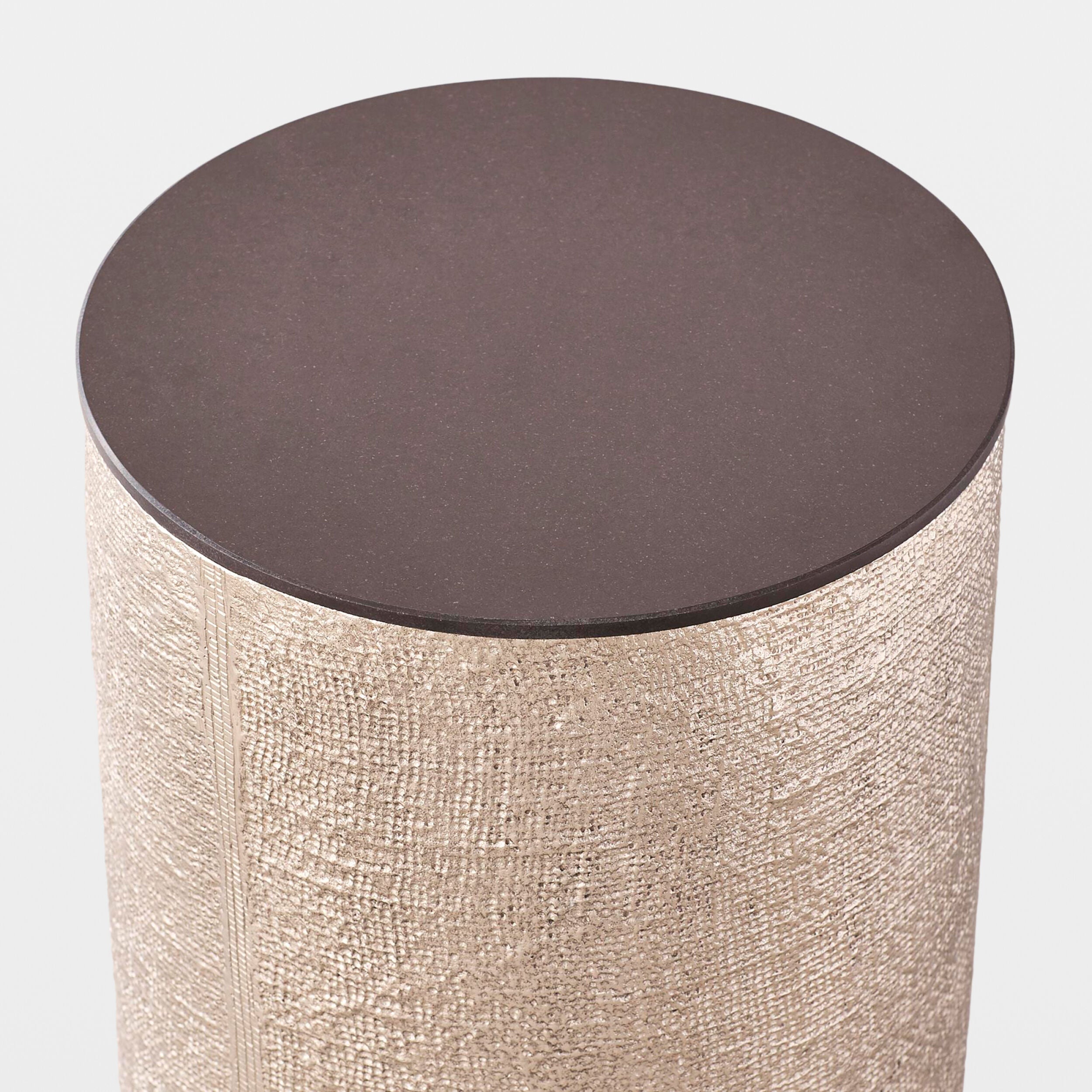 Tomiko Hemp Etched Barrel Table-Antique Nickel