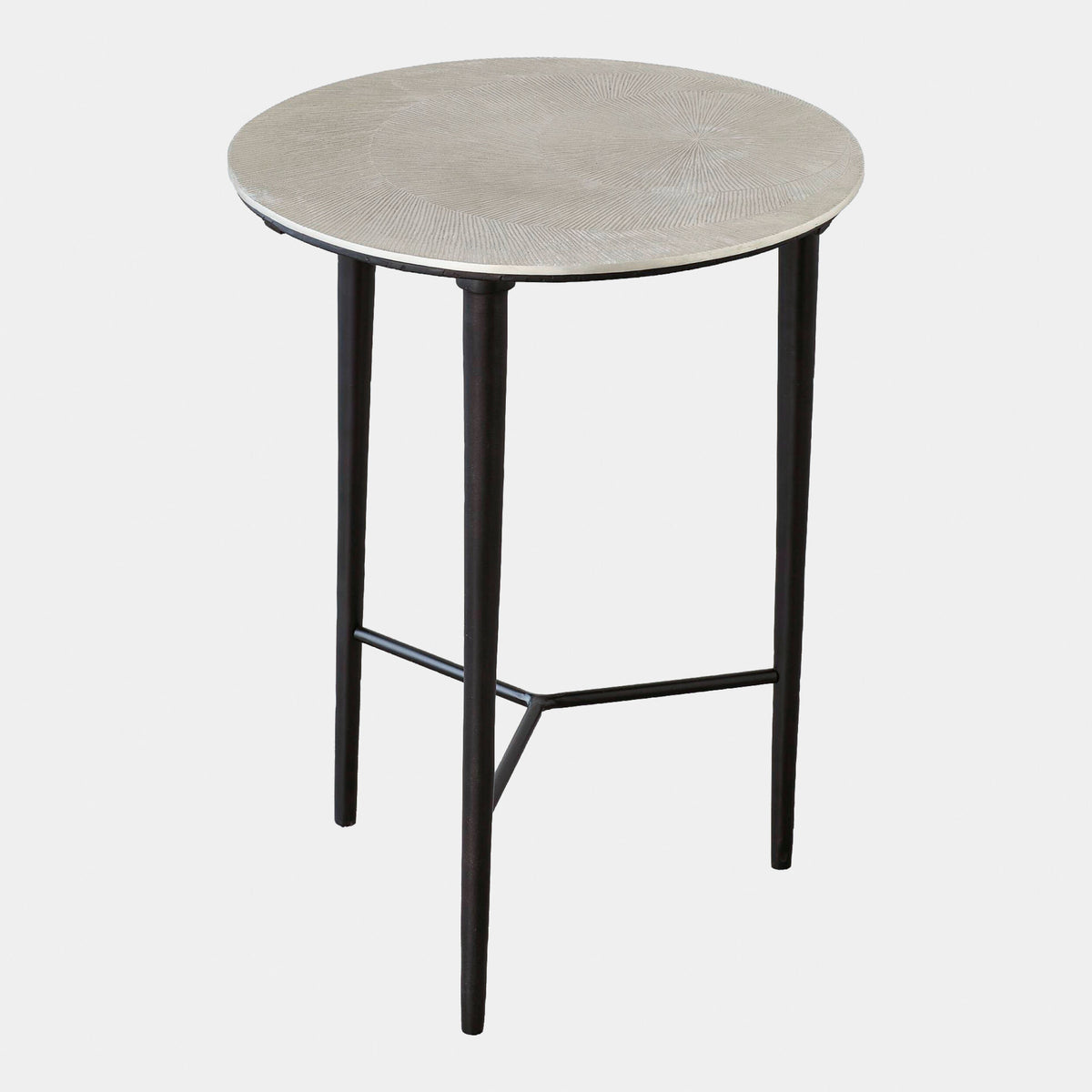 Elassal Circle Etched Accent Table-Nickel