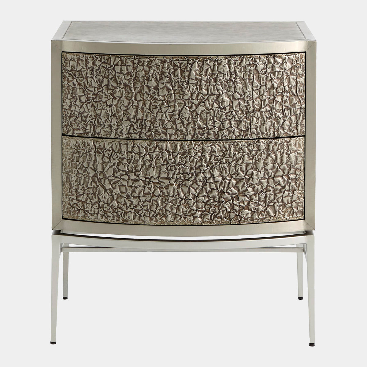 Crinkle Bedside Chest-Nickel/Antique Nickel