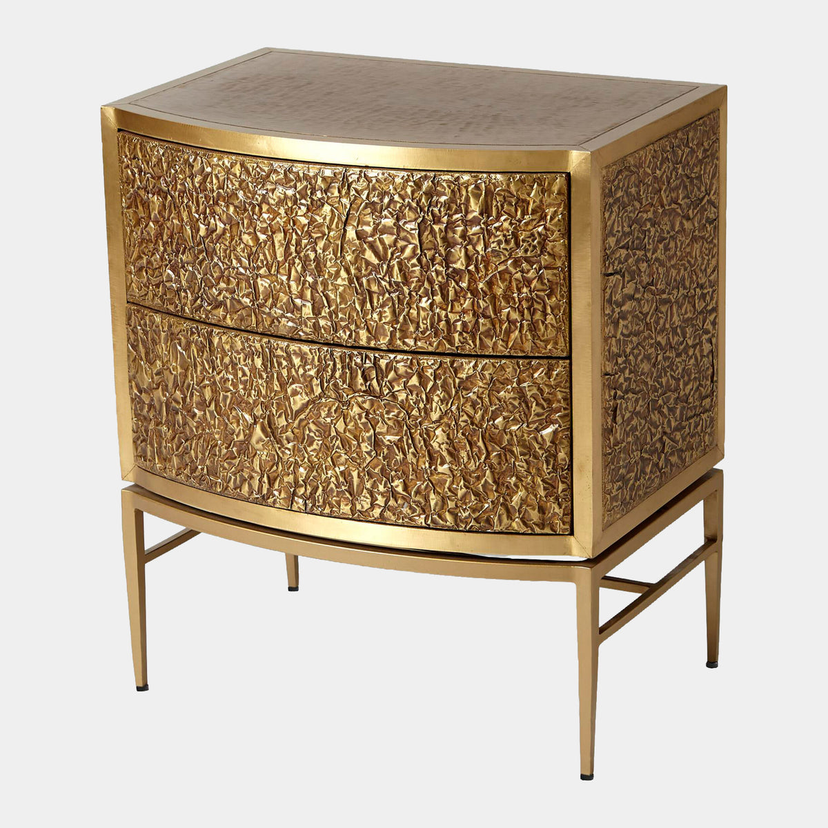 Crinkle Bedside Chest-Brass/Bronze