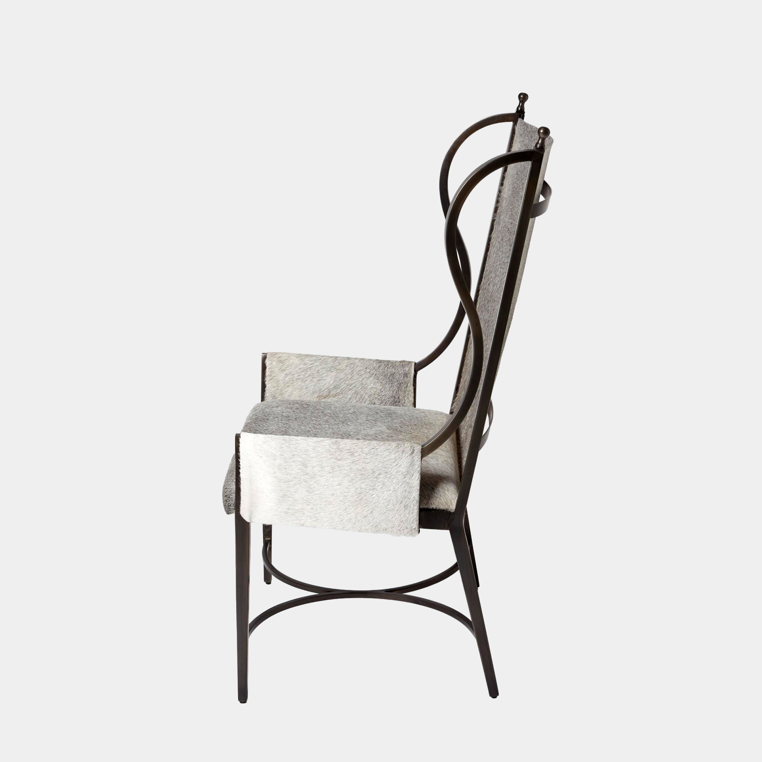 Pascal Wing Chair-Iron/Gray Hair-on-Hide