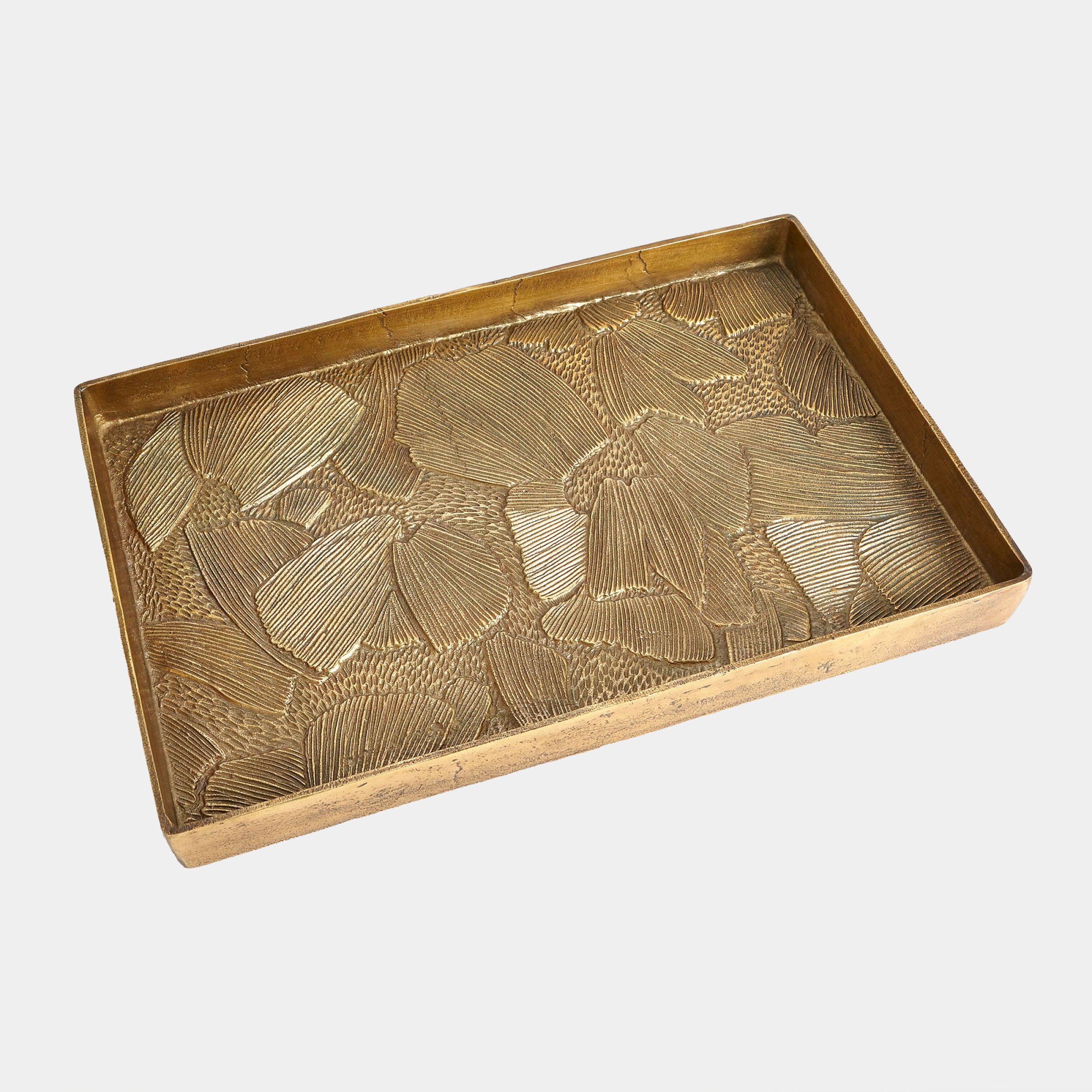 Flora Tray-Antique Brass