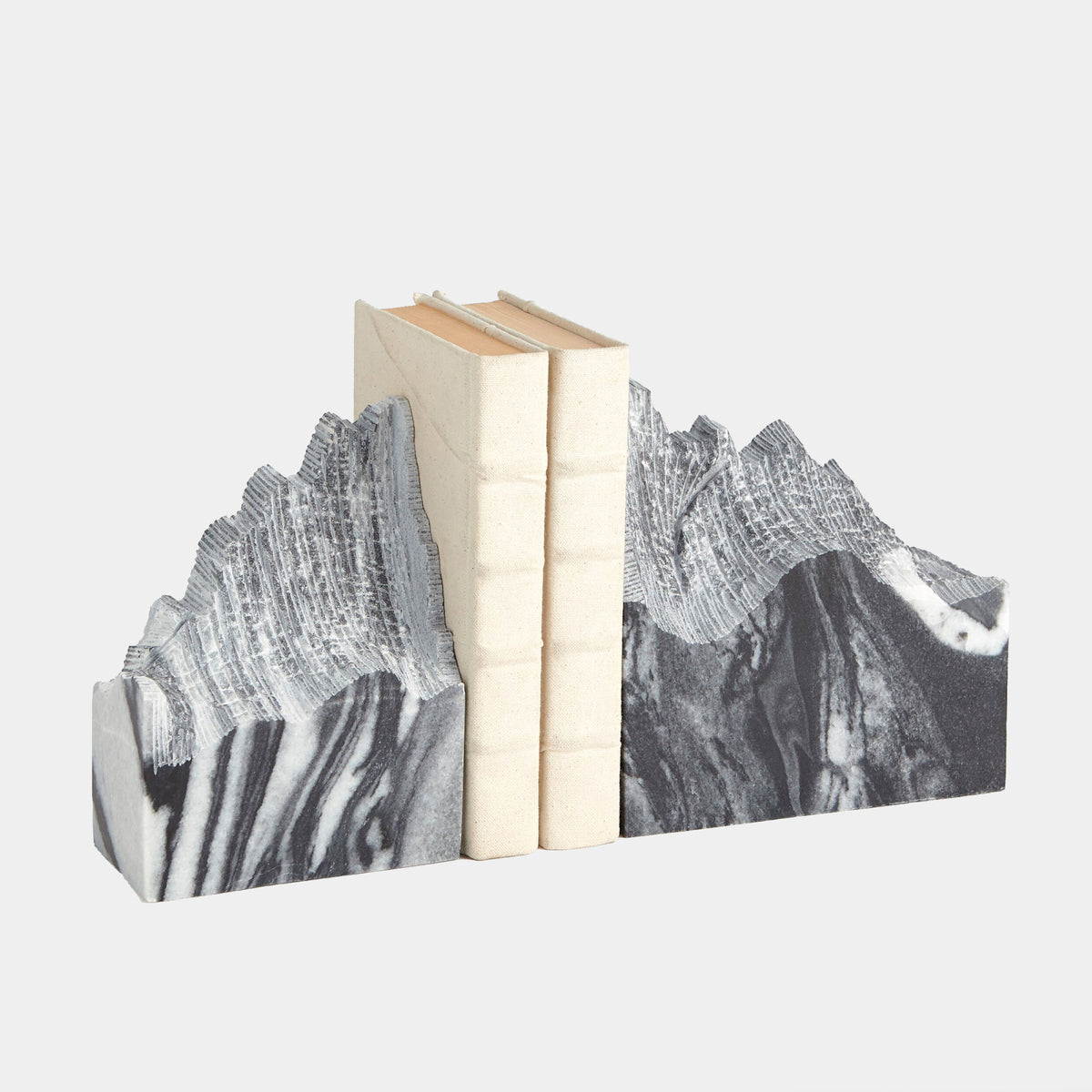 Mountain Summit Bookends-Black Marble