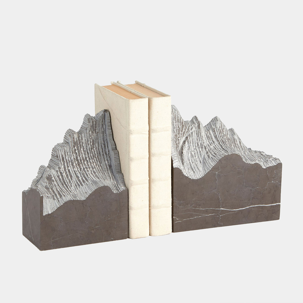 Mountain Summit Bookends-Gray Marble