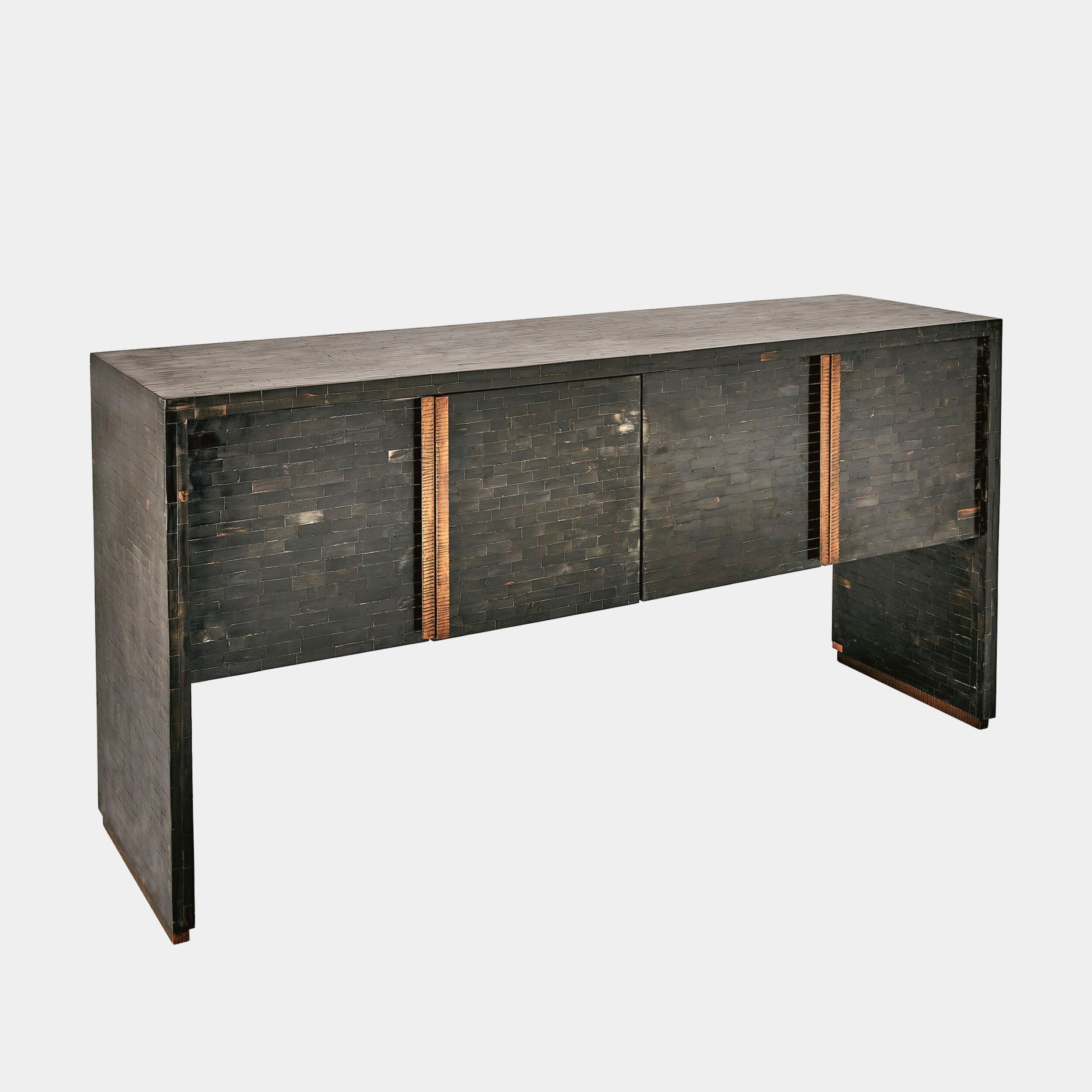 Bjorn Horn Inlay Console-Black/Antique Brass