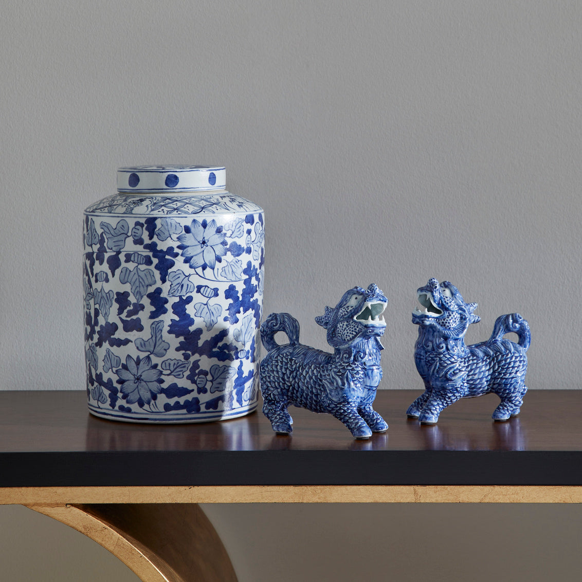 Blue Foo Dogs (Pr) in 7.5 / Ceramic/Porcelain - Chelsea House