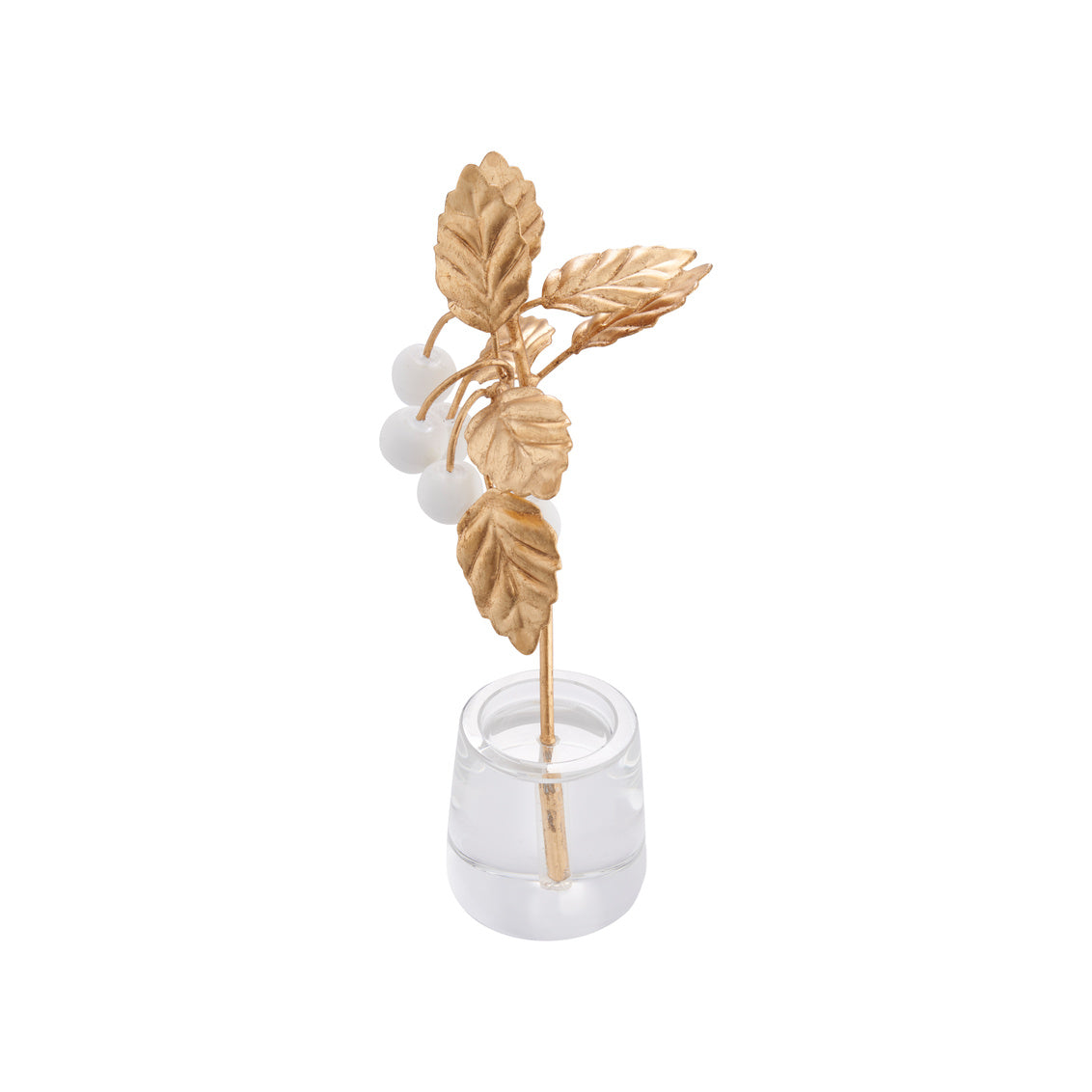 Small Cherry Blossom on Stand in Matte White/Gold Leaf / Porcelain - Chelsea House