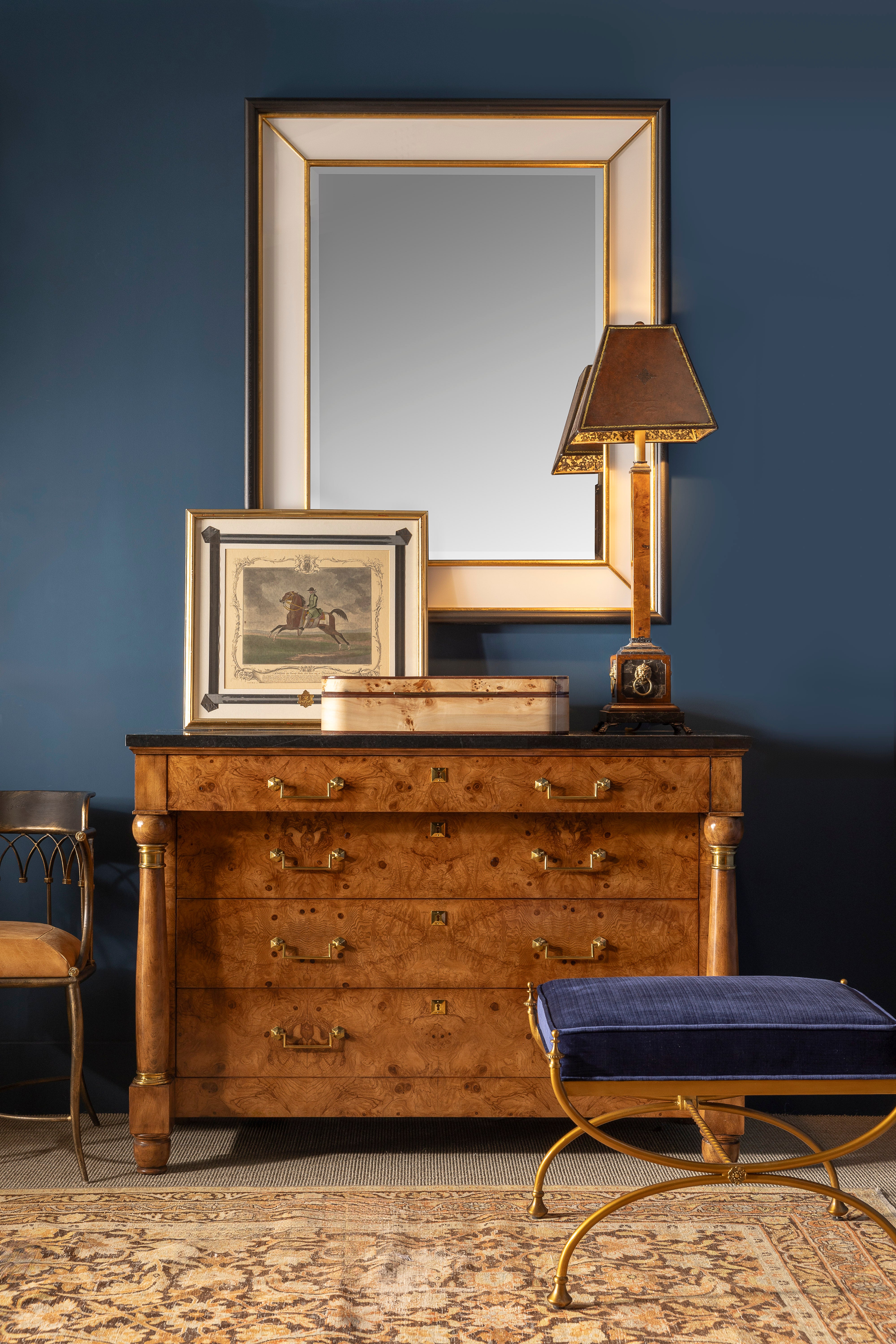 Royal Blue Courtly Bench