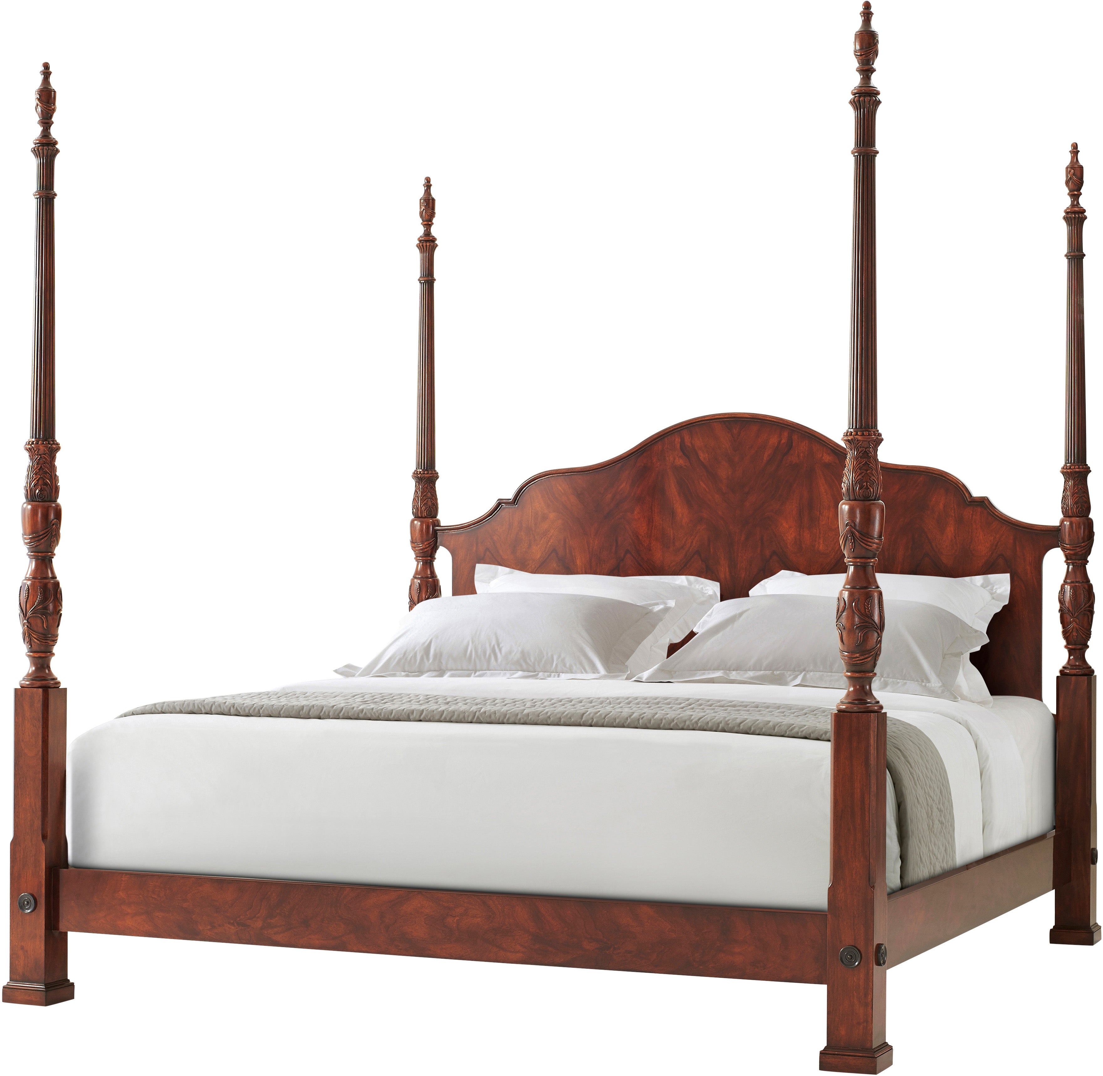 The Middleton Rice US King Bed in Mahogany Swirl, Mahogany, Brass - Theodore Alexander