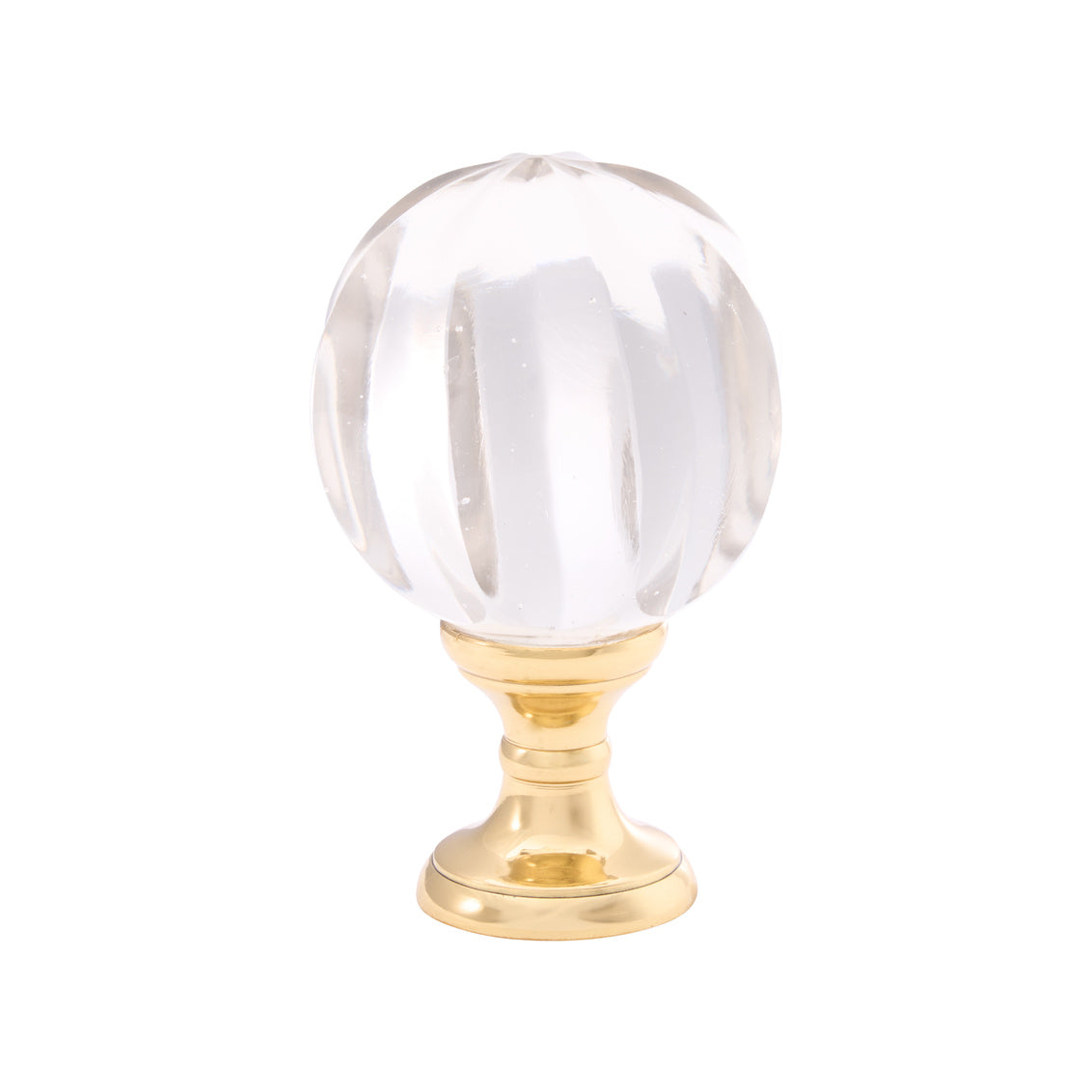 Ribbed Hand Blown Finial - Brass in Clear/Polished Brass / Glass - Chelsea House