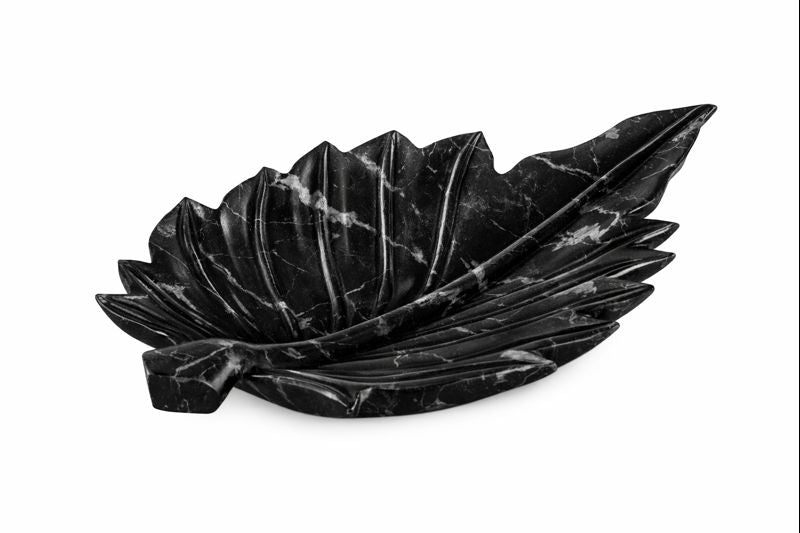 Palm Leaf Dish In Black Marble