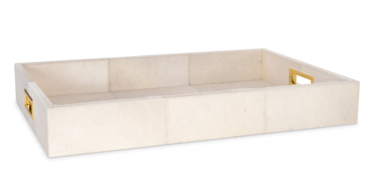 Large White Hair On Hide Tray