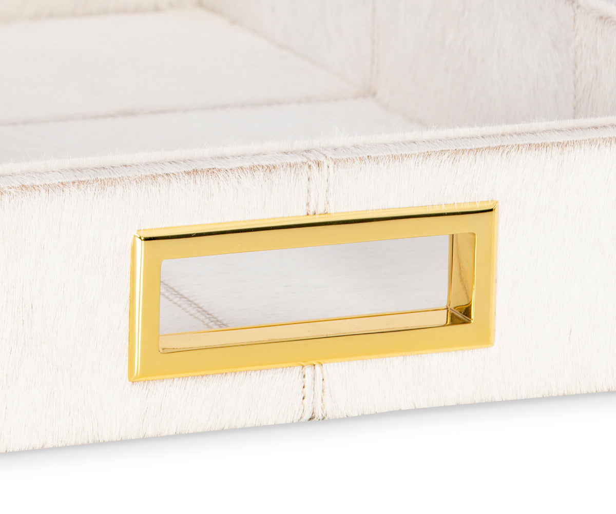Small White Hair On Hide Tray