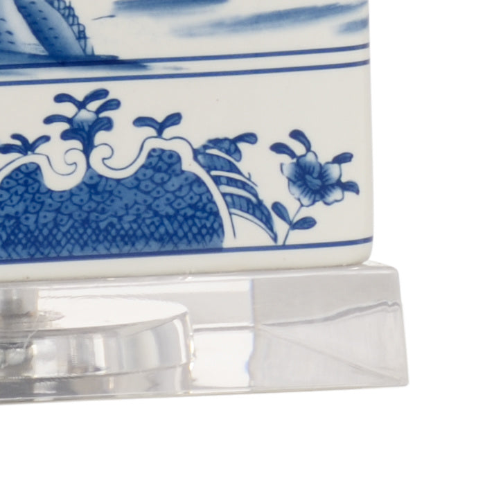 Square Blue And White Lamp in 28 / Ceramic/Porcelain - Chelsea House