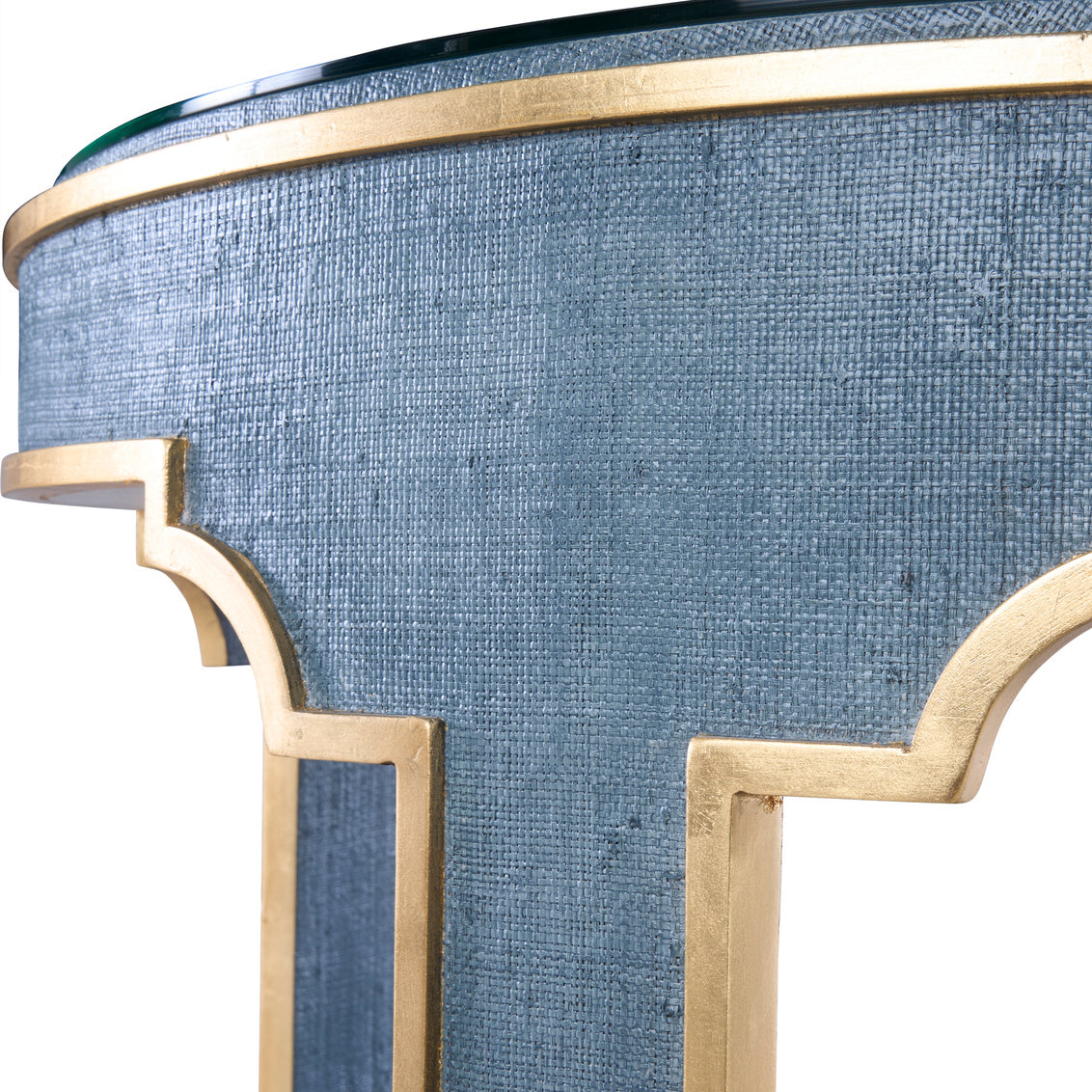 Yangon Hall Table - Blue in Blue/Gold / Raffia - Chelsea House