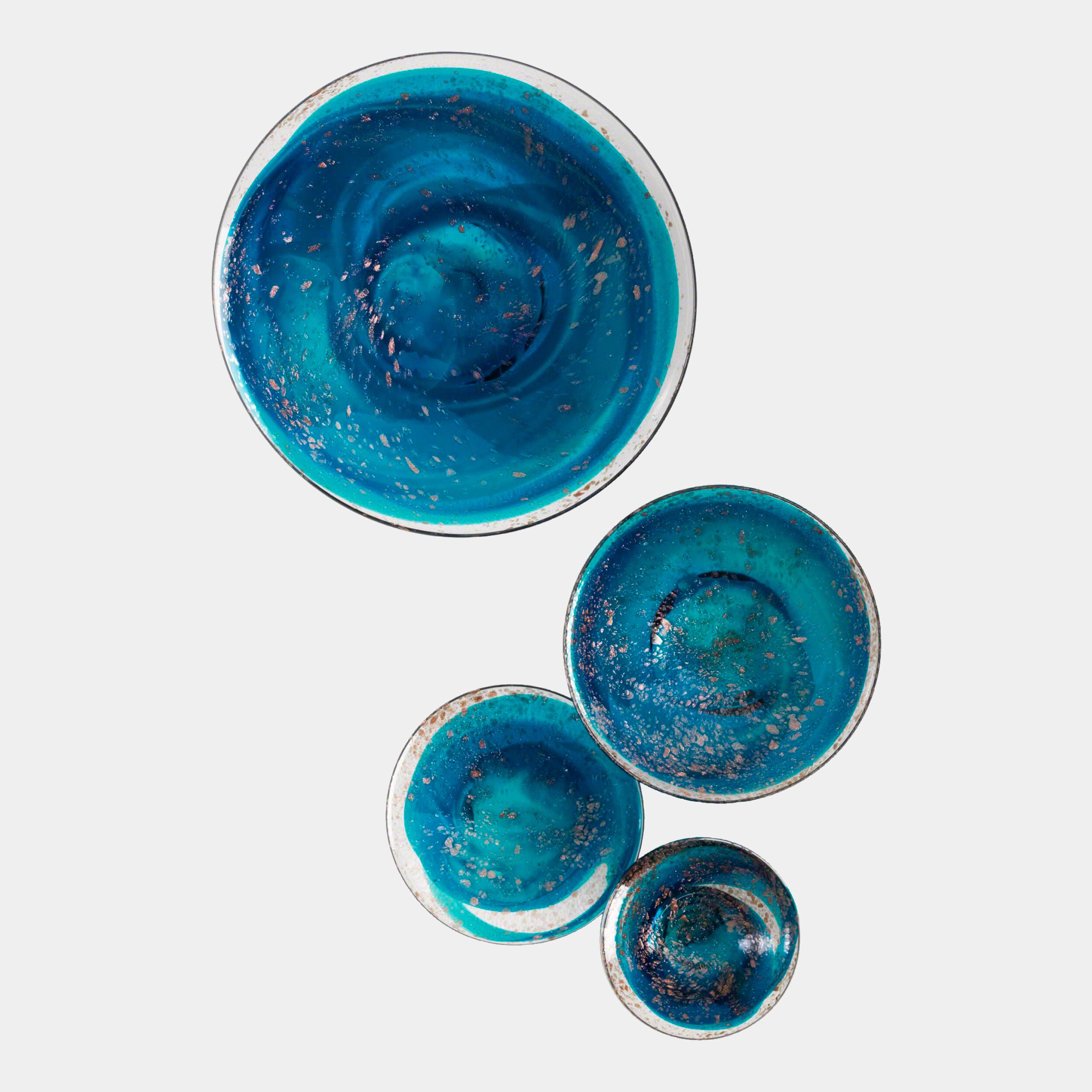 Amanita Glass Wall Mushrooms-Blue