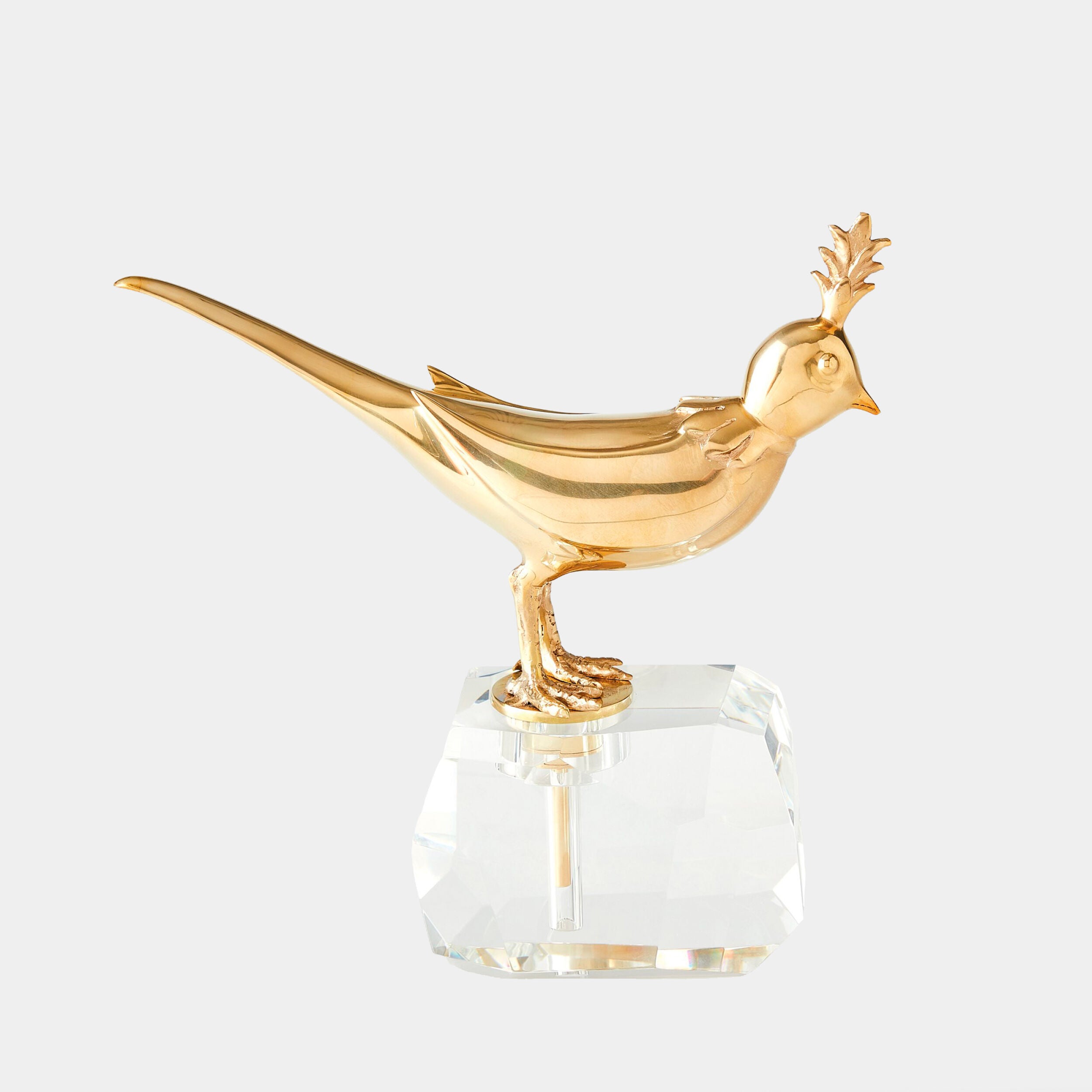 Bird on Crystal Rock-Brass