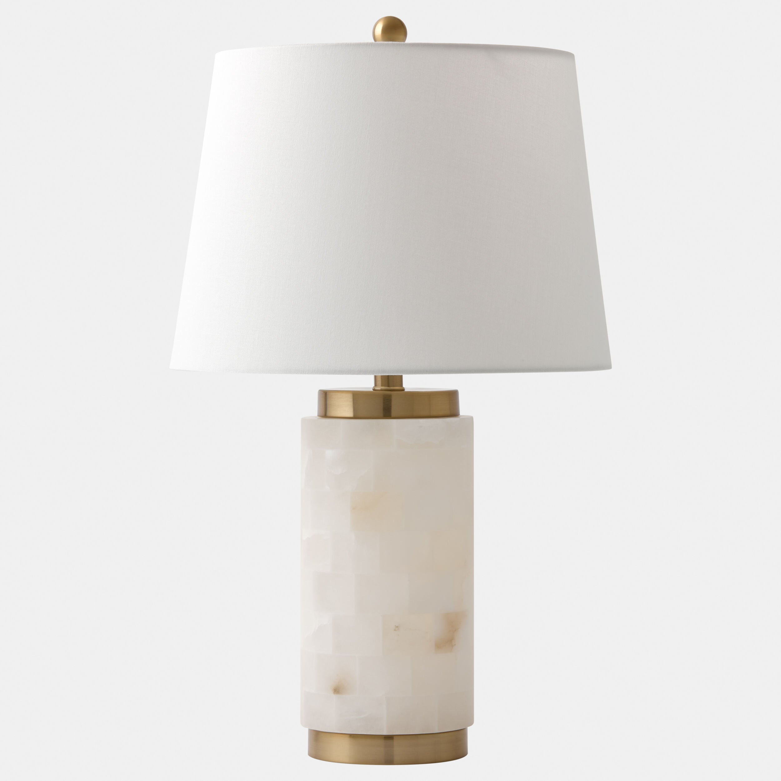 Hillary Cylinder Alabaster Lamp-Brass