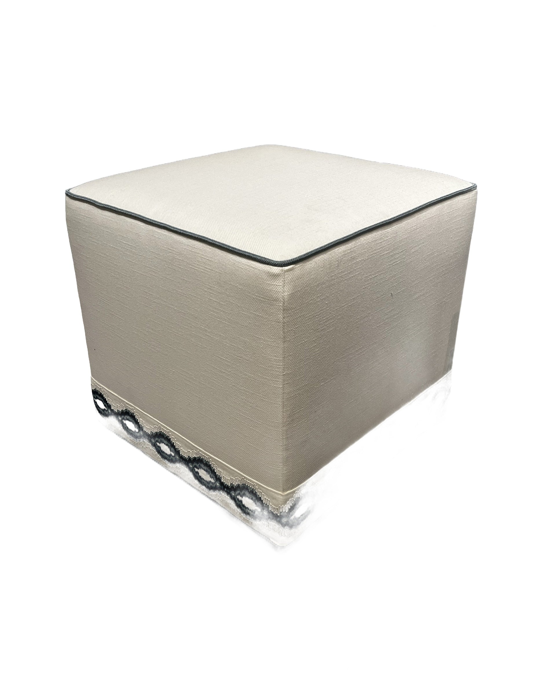 Lulu Ottoman in Cambric Snow
