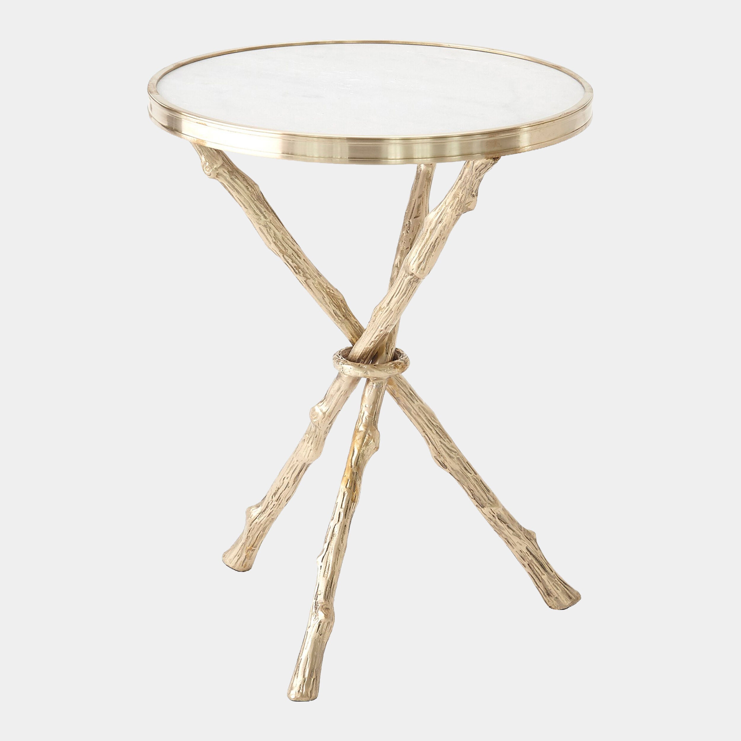 Twig Table-Brass/White Marble