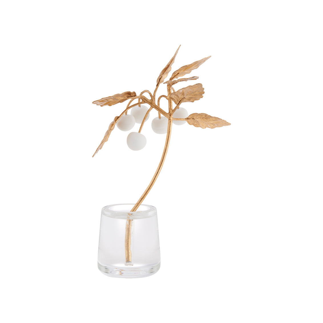 Small Cherry Blossom on Stand in Matte White/Gold Leaf / Porcelain - Chelsea House