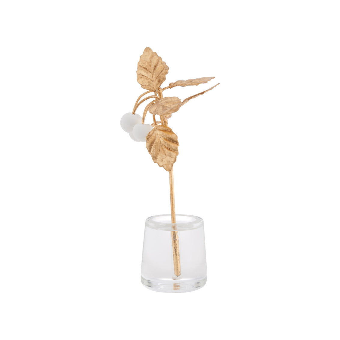 Small Cherry Blossom on Stand in Matte White/Gold Leaf / Porcelain - Chelsea House