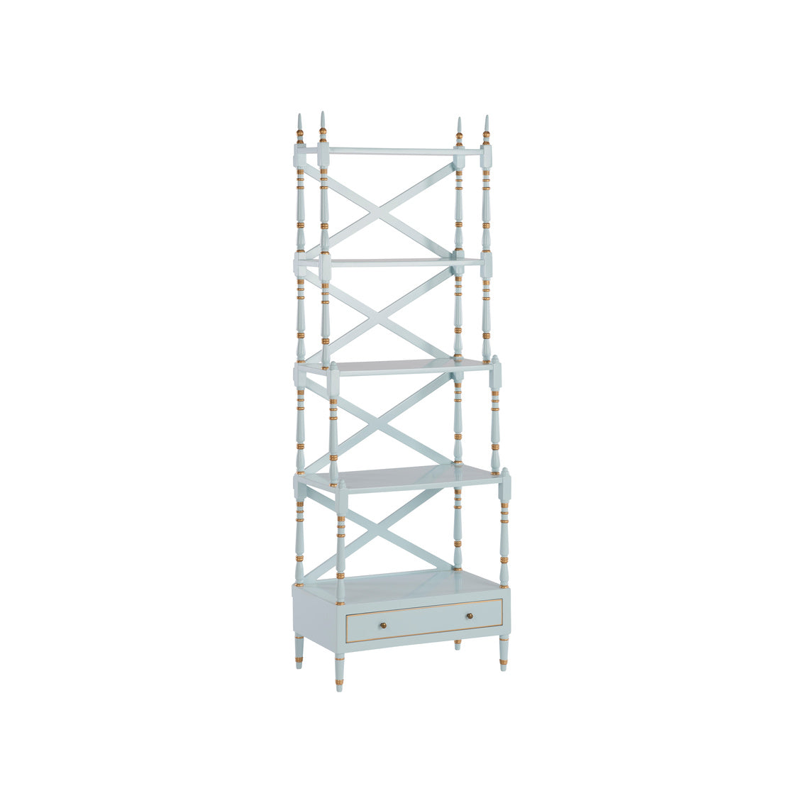 Carnaby House Bookcase - Blue in Light Blue/Gold / Wood - Chelsea House