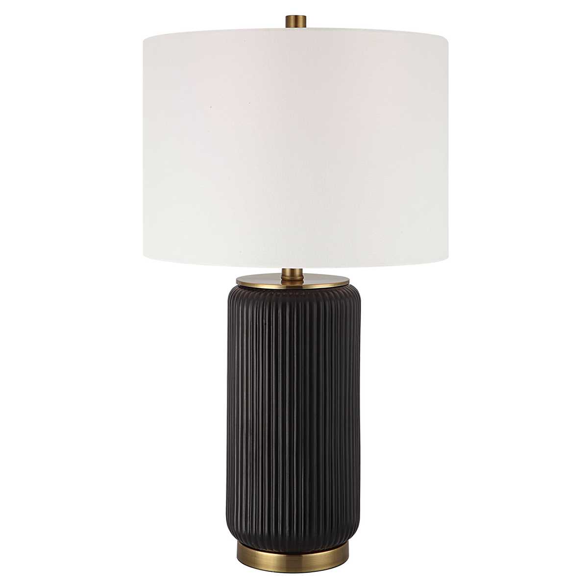 RIBBED BLACK AND GOLD LAMP