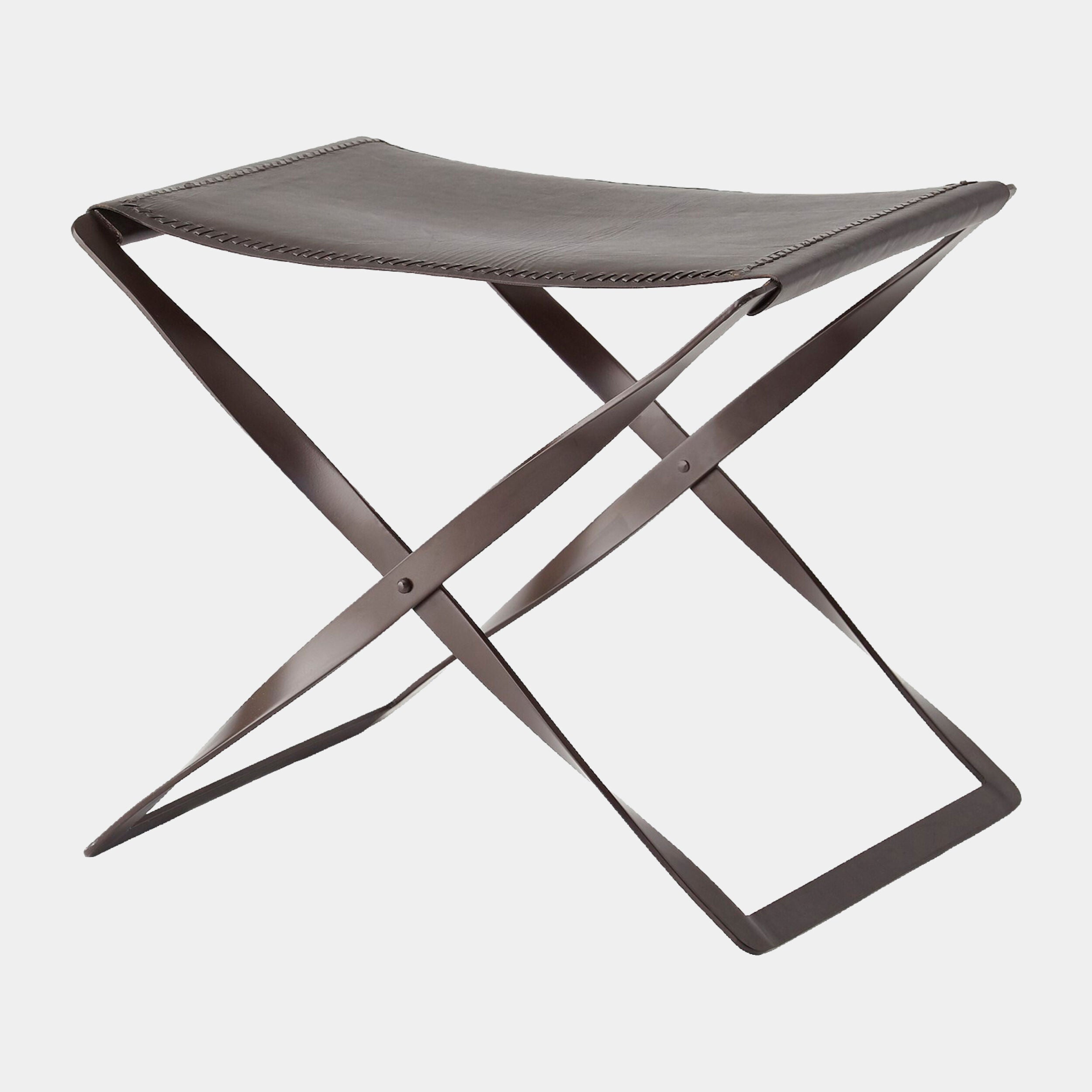 Lloyd Folding Stool-Brown Leather