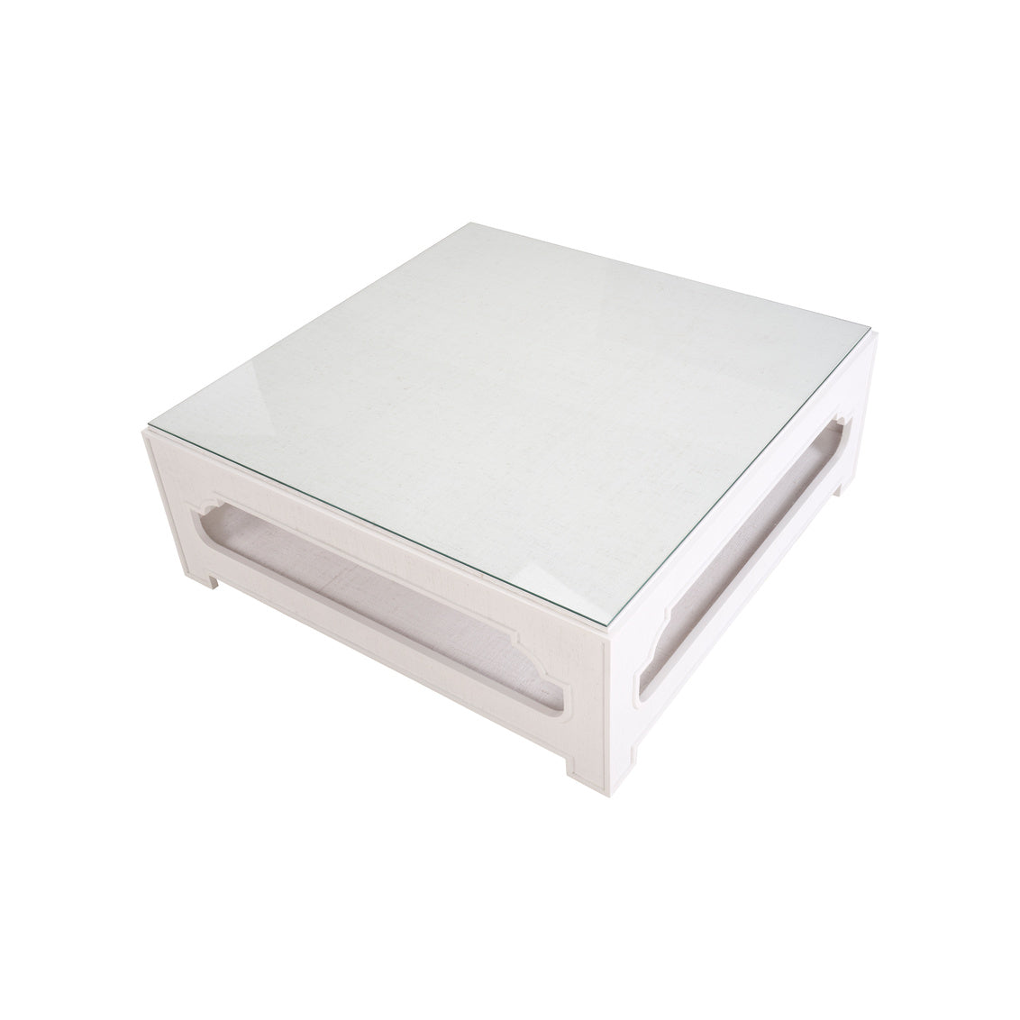 Yangon Coffee Table - White in White/Clear / Raffia - Chelsea House