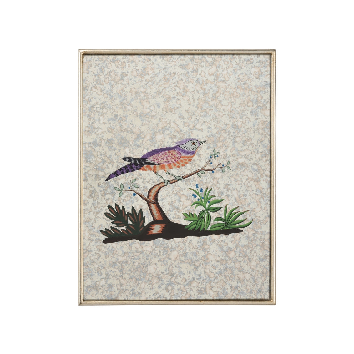 Square Antiqued Mirrored Bird-A