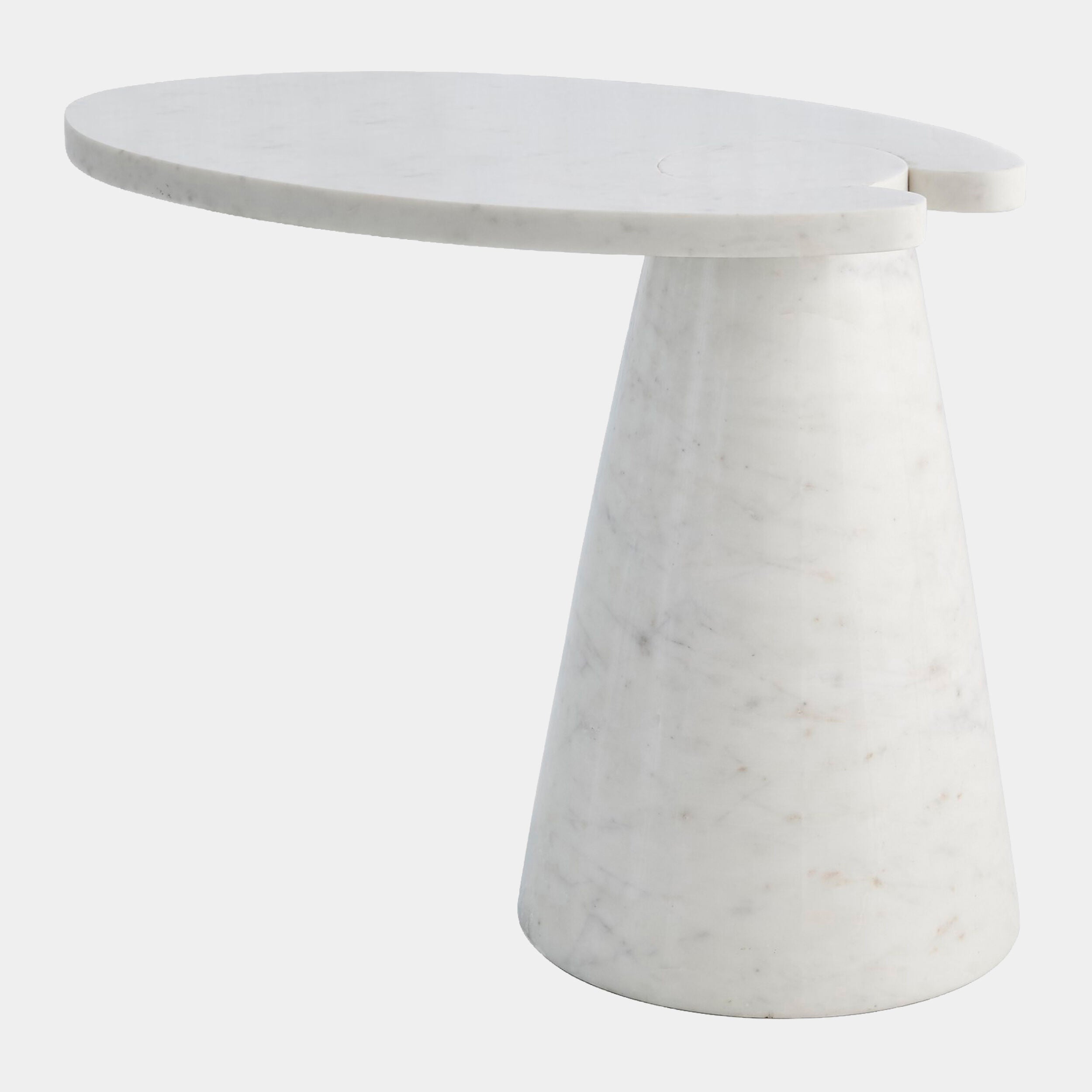Sutter Cone Cantilever Table-White Marble
