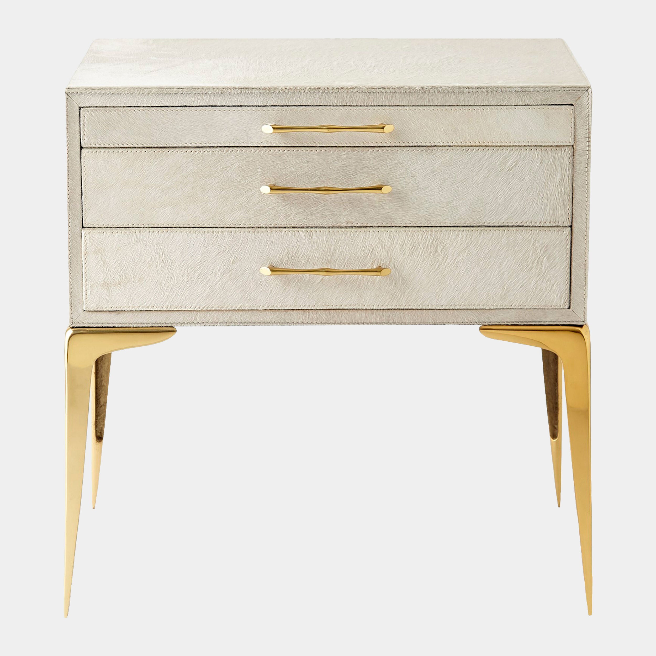 Stiletto Bedside Table-White Hair-on-Hide