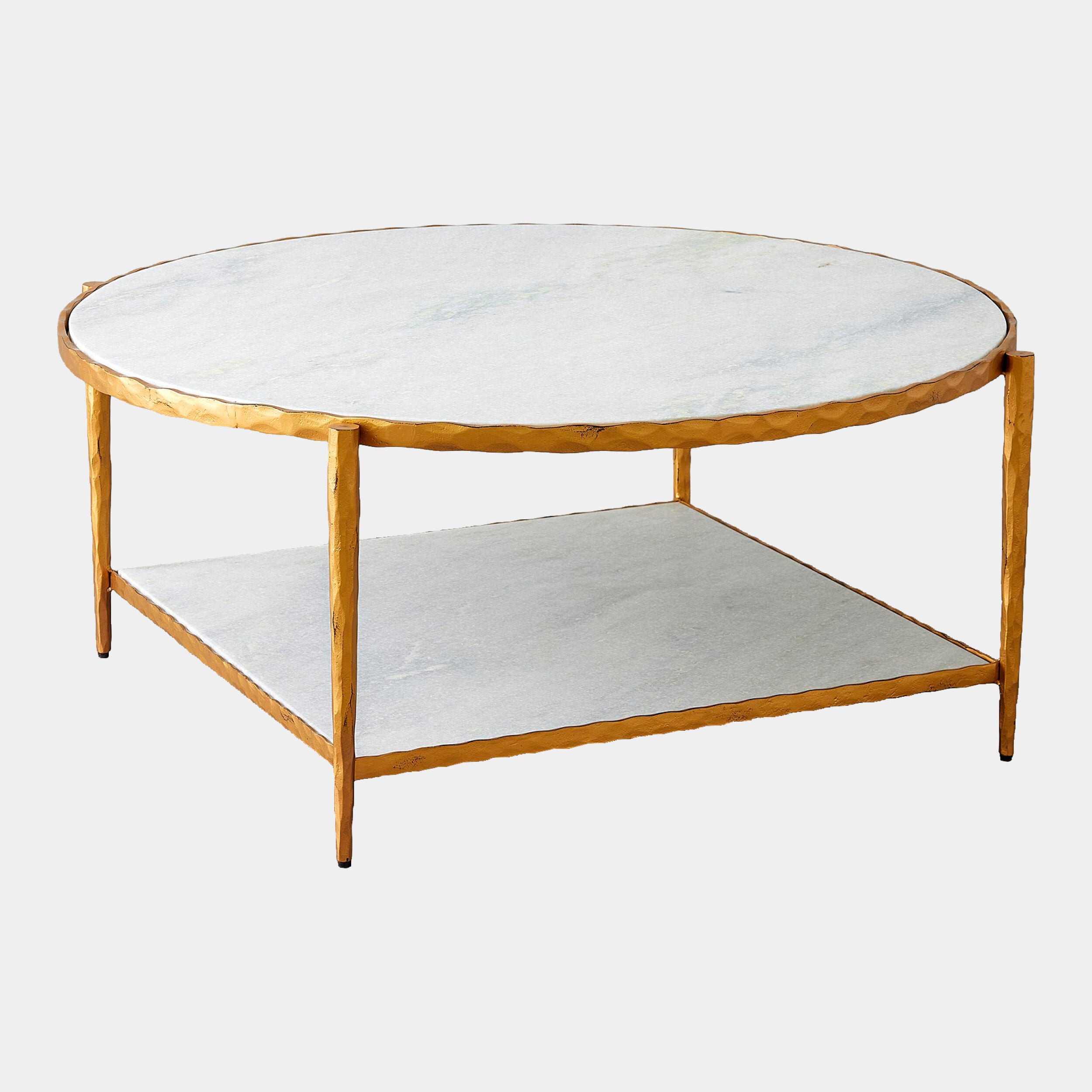 Zsido Cocktail Table-Gold w/ White Marble