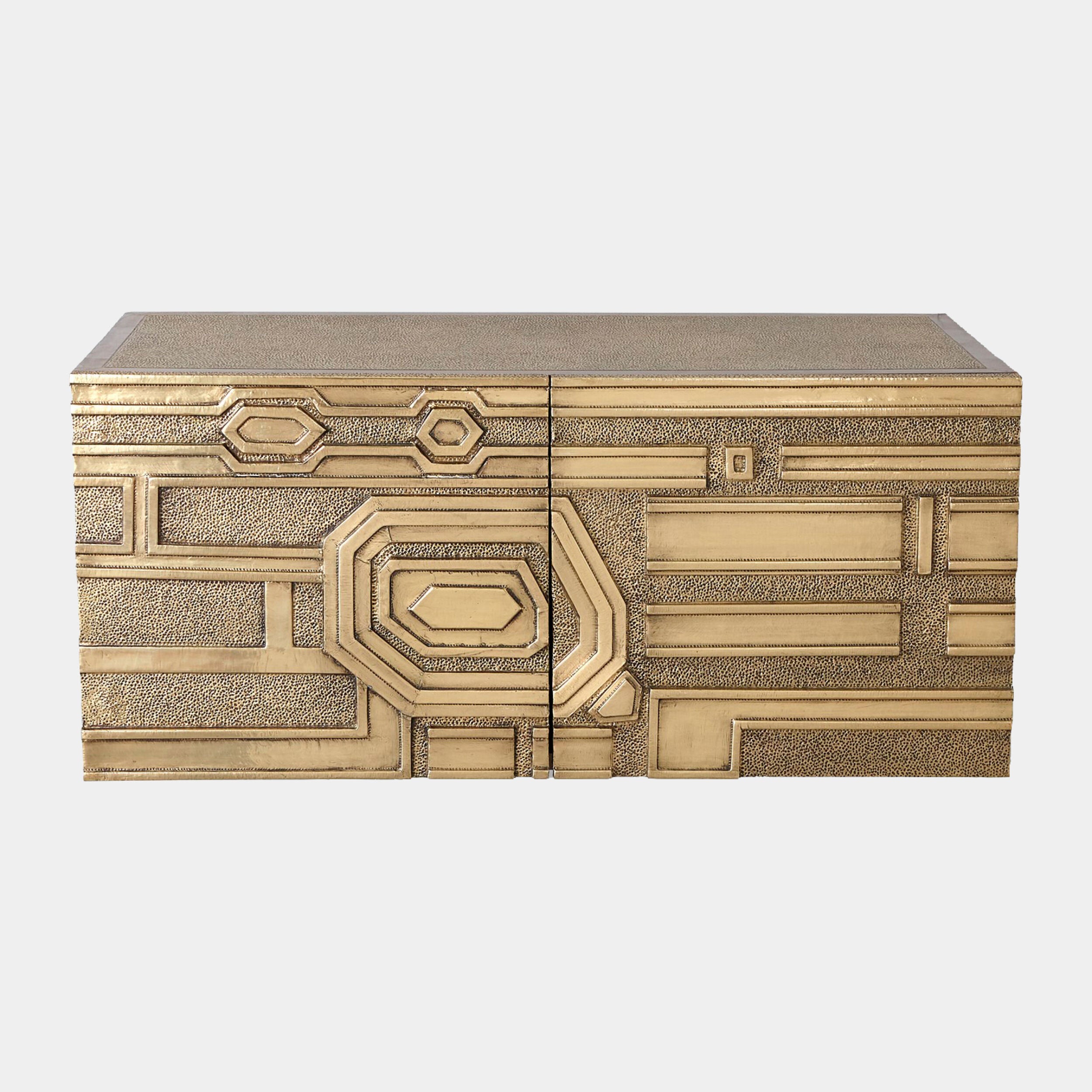 Moderne Block Cabinet-Left-Brass