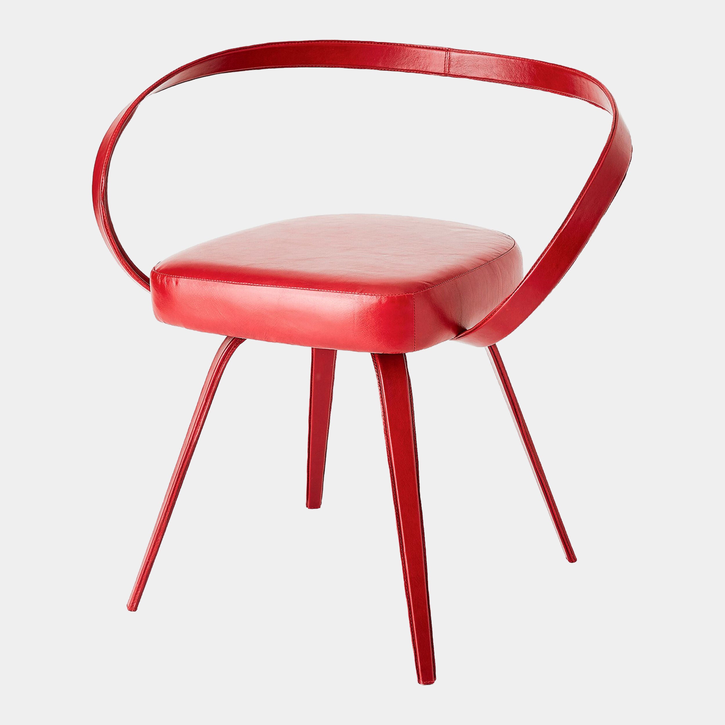 Pelle Curved Chair-Deep Red