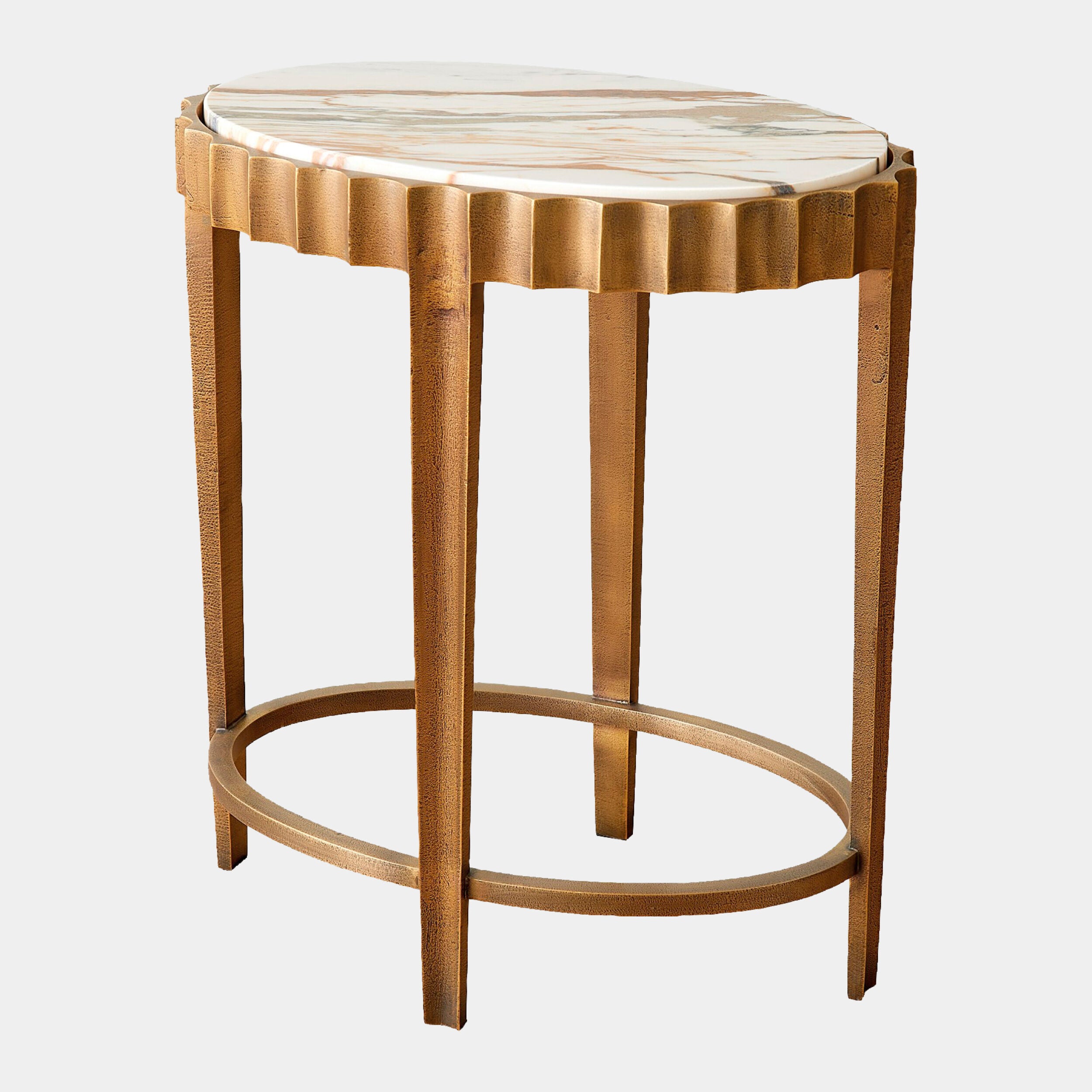 Liberty Accent Table-Vintage Brass/Gold Marble