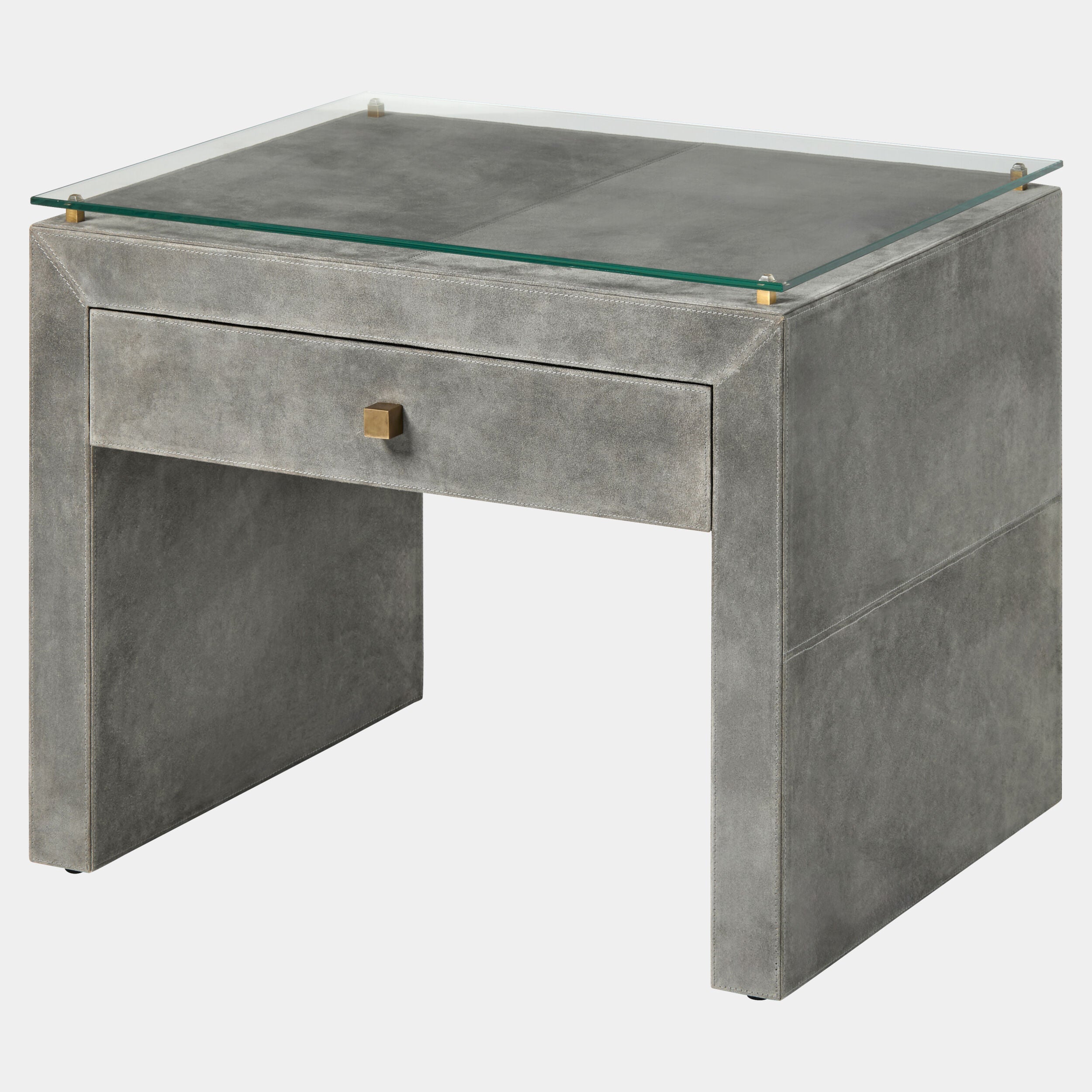 Posh Bedside Table-Gray Suede
